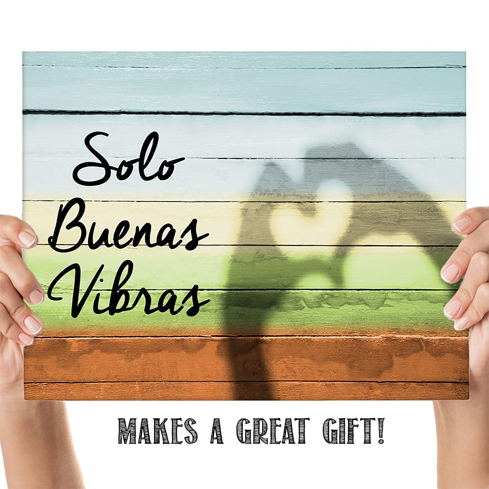 Spanish Wall Art - Espanol Good Vibes Canvas Print - Inspirational Home Decor for Living Room, Office & Bedroom - Motivational Gifts for Men & Encouragement Gifts for Women - Perfect for Housewarming, Birthday & Mother's Day