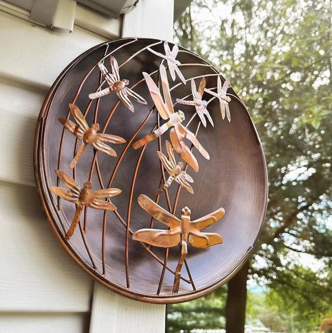 Raised Dragonflies Wall Decor Disc - Handcrafted Metal Art for Home & Office - Perfect for Living Room, Bedroom, or Outdoor Garden Decor