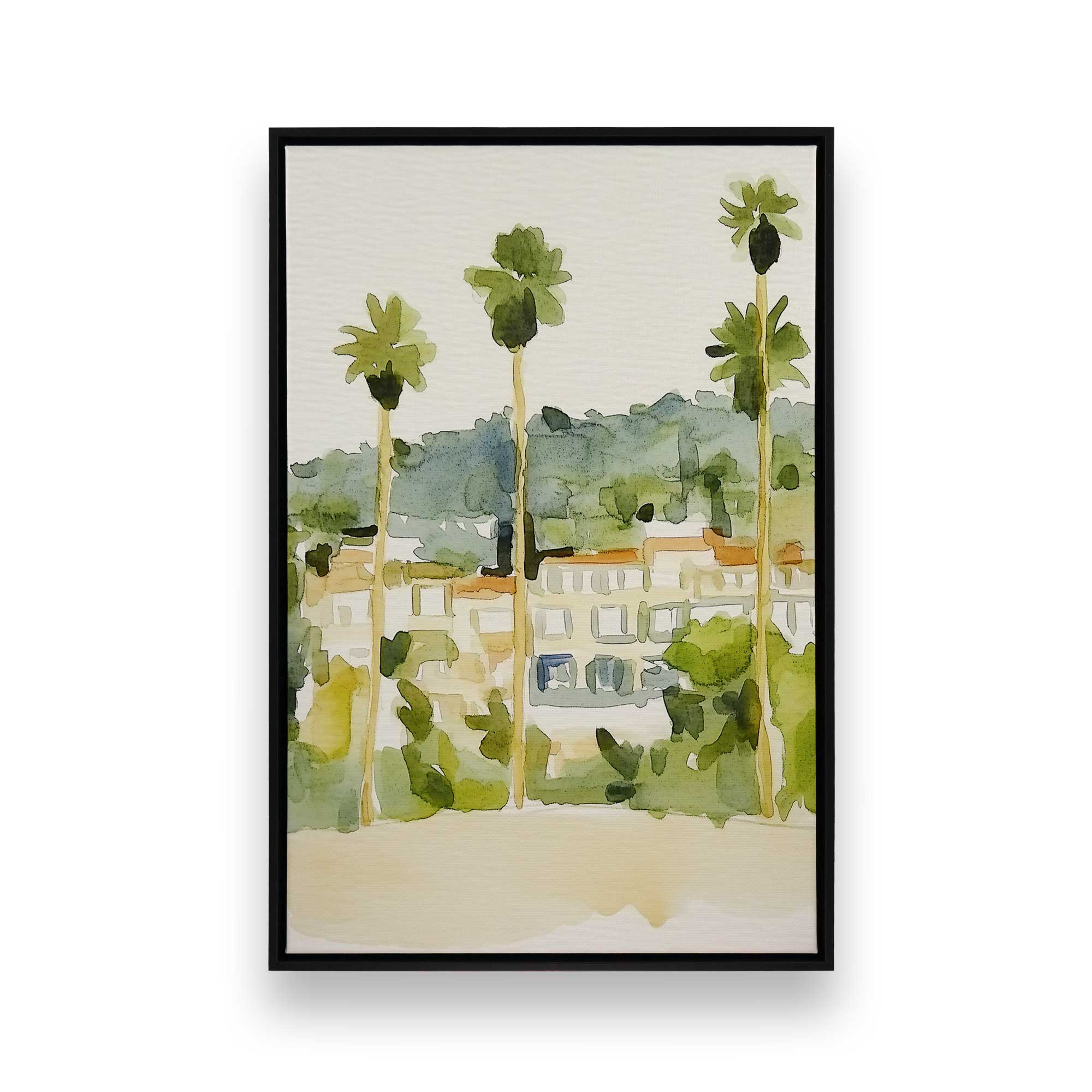 Desert Palms and Villas II Canvas Wall Art Print - Tropical Landscape Painting for Living Room, Bedroom & Office Decor