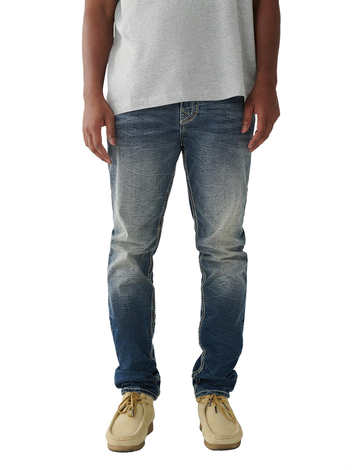 True Religion Men's Rocco Big Qt Relaxed Fit Jeans - 32 Inch Inseam | Premium Denim Pants for Casual Wear & Night Out