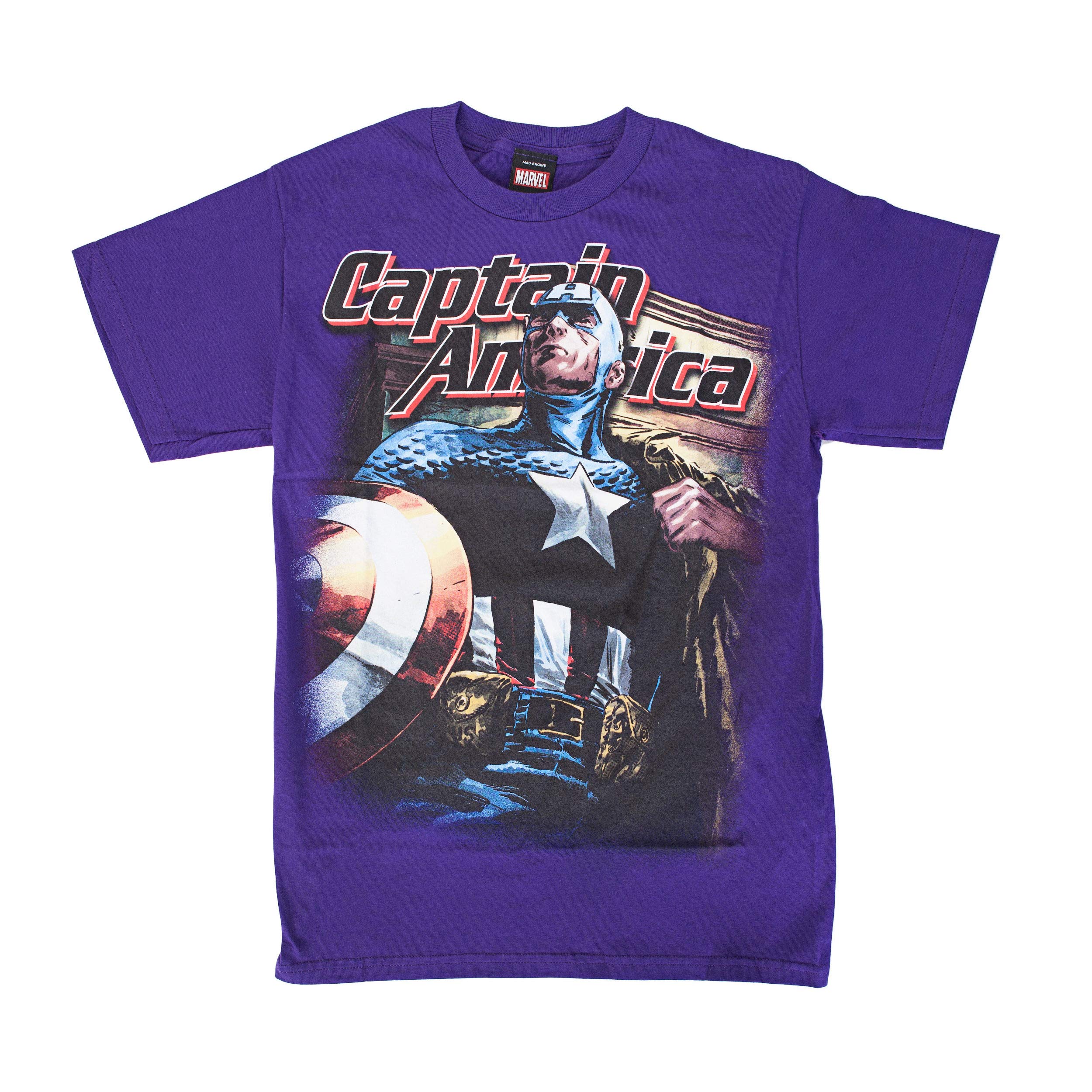 Captain America Fierce Captain Purple T-Shirt - Marvel Superhero Graphic Tee for Men & Women - Casual Wear, Cosplay & Comic Con Outfits