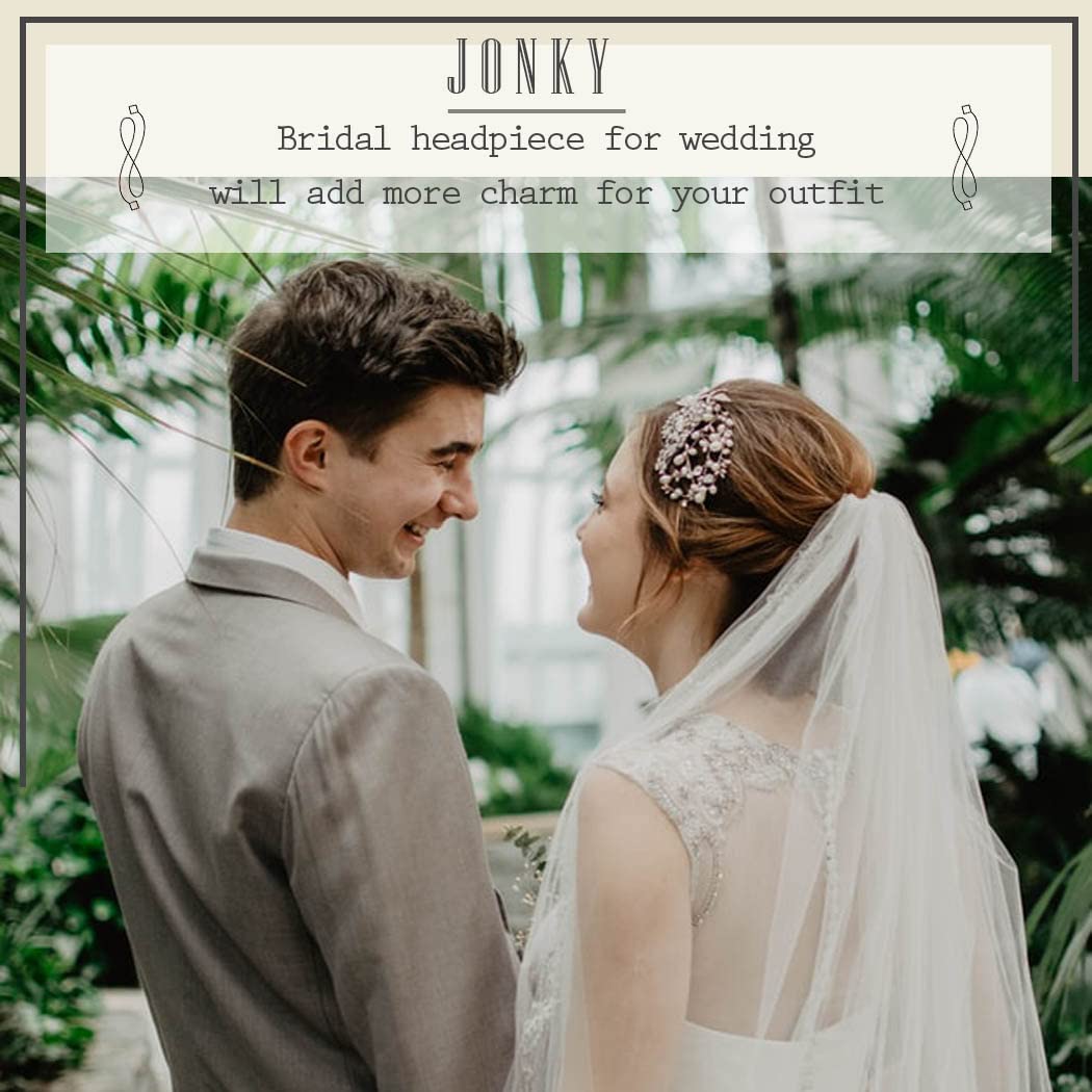 JONKY Silver Wedding Hair Pins - Rhinestone Floral Hairpiece with Pearls for Brides, Women & Girls | Elegant Bridal Hair Accessories for Weddings, Prom & Special Occasions (Pack of 1)