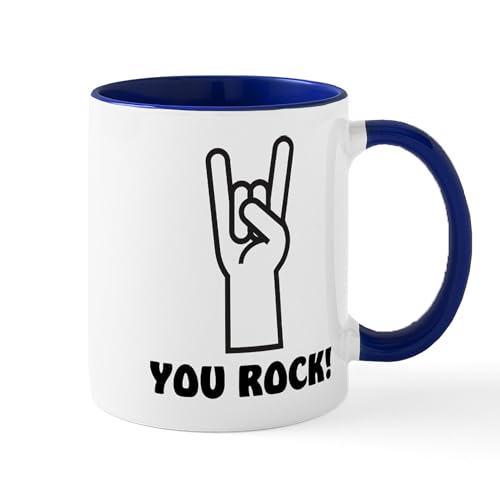 White/Navy Inside - You Rock Hand Mug