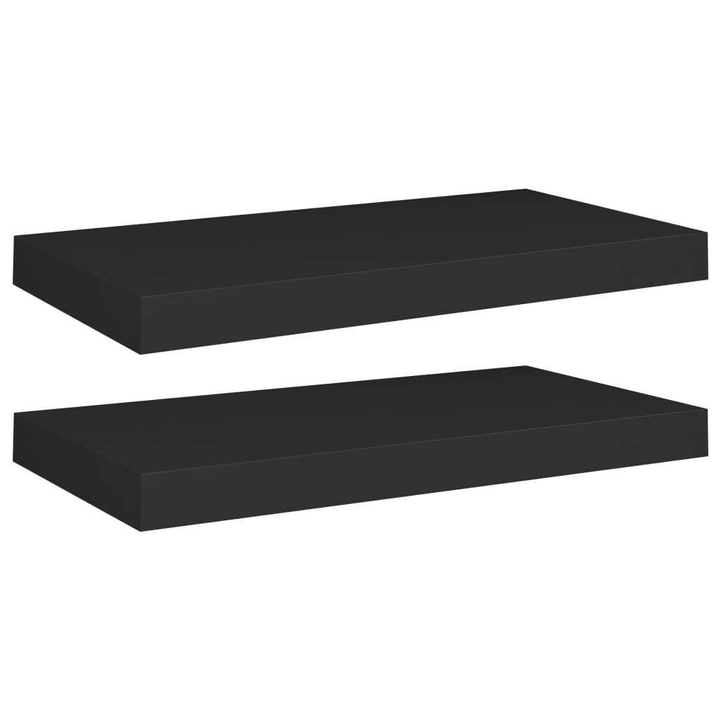 Floating Shelves Set of 2 - 19.7x9.1x1.5 Inch Black MDF Wall Mounted Shelves for Bedroom, Living Room, Bathroom - Modern Decorative Storage Shelves for Home Office, Kitchen, Books & Decor Display