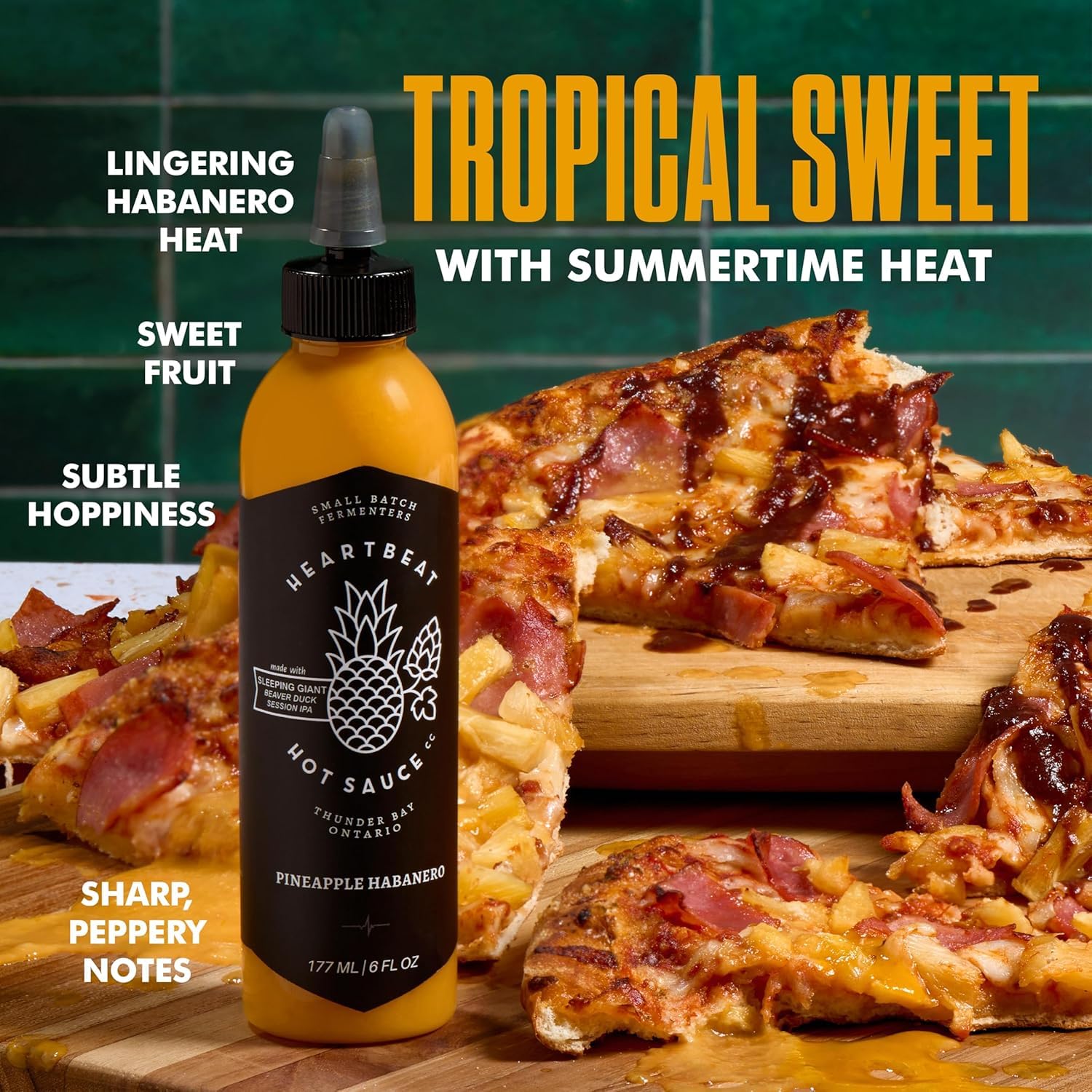 Heartbeat Hot Sauce Co. Pineapple Habanero Hot Sauce - 6 oz. Bottle (3-Pack) | Spicy & Sweet Flavor | Perfect for Tacos, Wings & Grilling