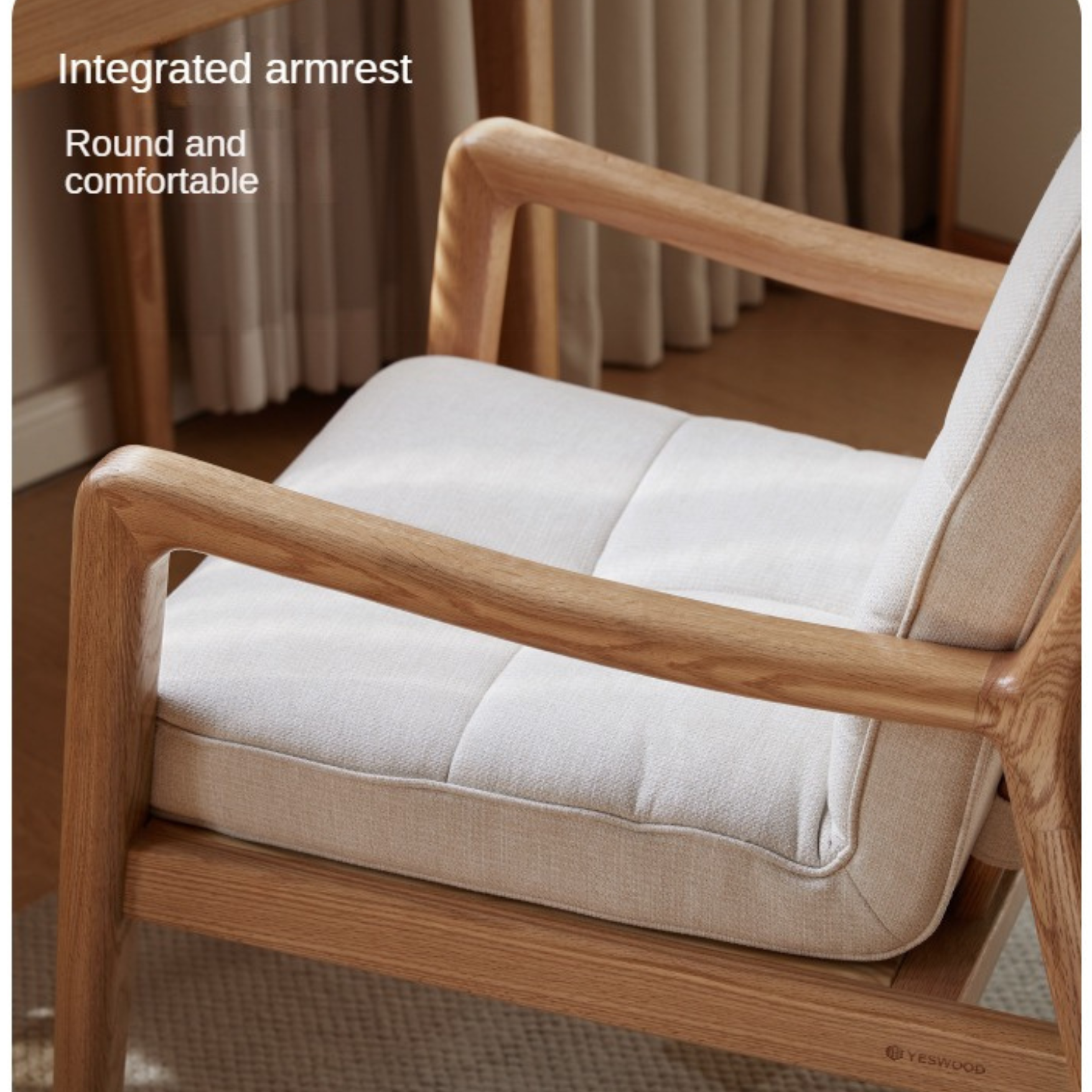 Ergonomic Oak Solid Wood Study Chair with Soft Padded Seat - Perfect for Home Office, Library & Reading Nook Comfort