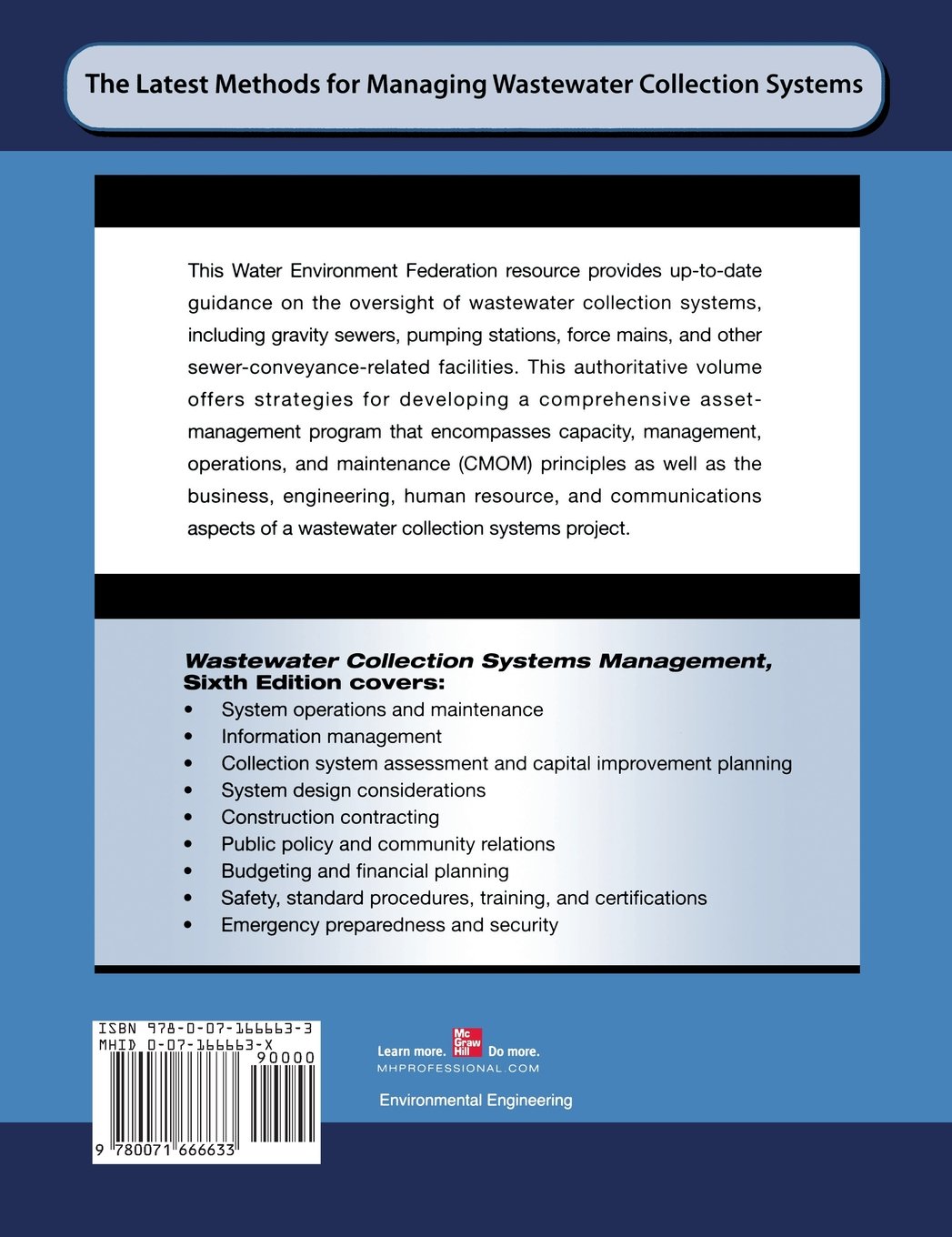 Wastewater Collection Systems Management MOP 7, Sixth Edition - Water Resources & Environmental Engineering Guide for Municipal Utilities & Civil Engineers | Sewer System Design, Maintenance & Operation Solutions