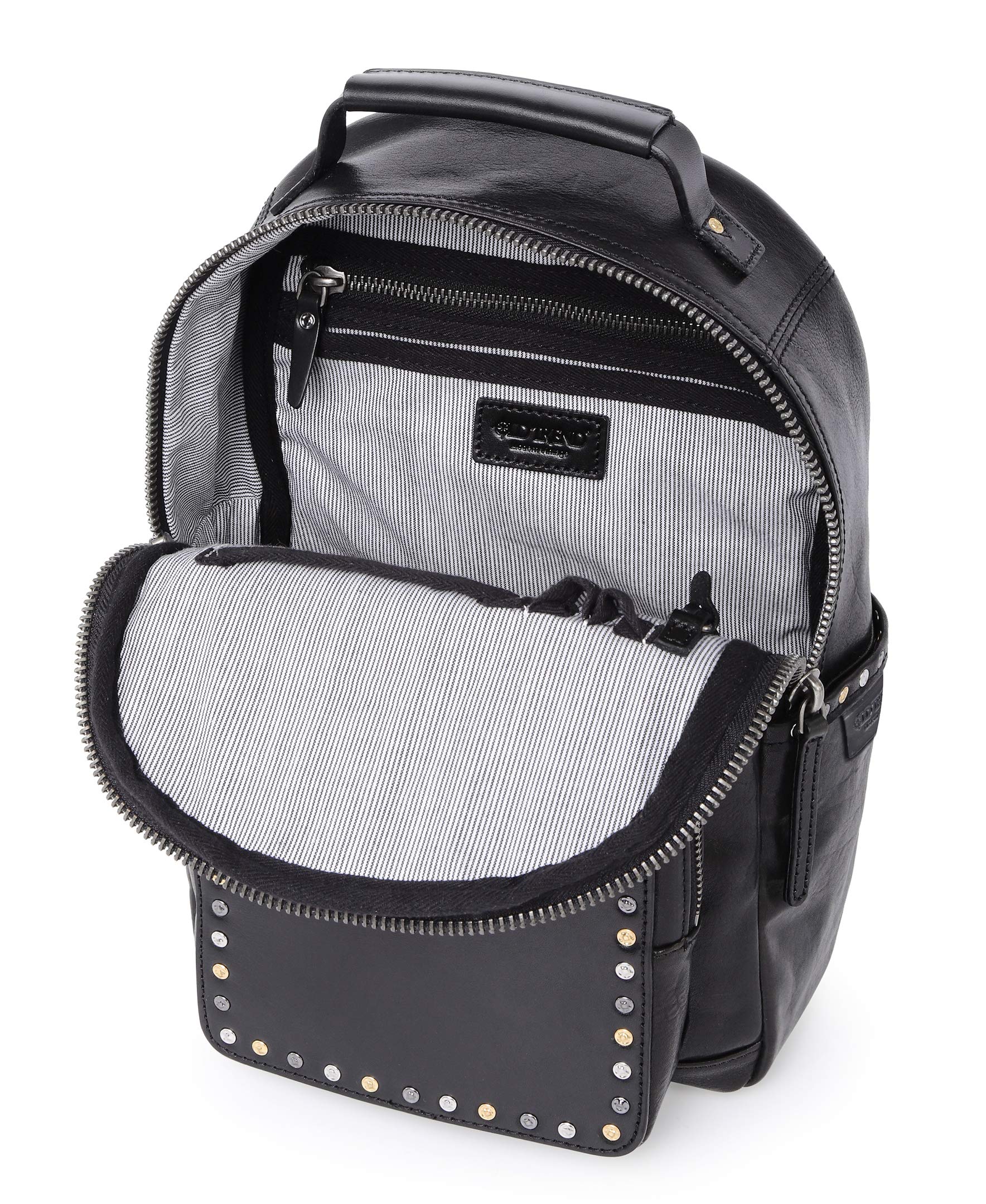 Genuine Leather Studded Backpack for Women & Men - Stylish Black Gothic Punk Shoulder Bag for School, Travel & Daily Use