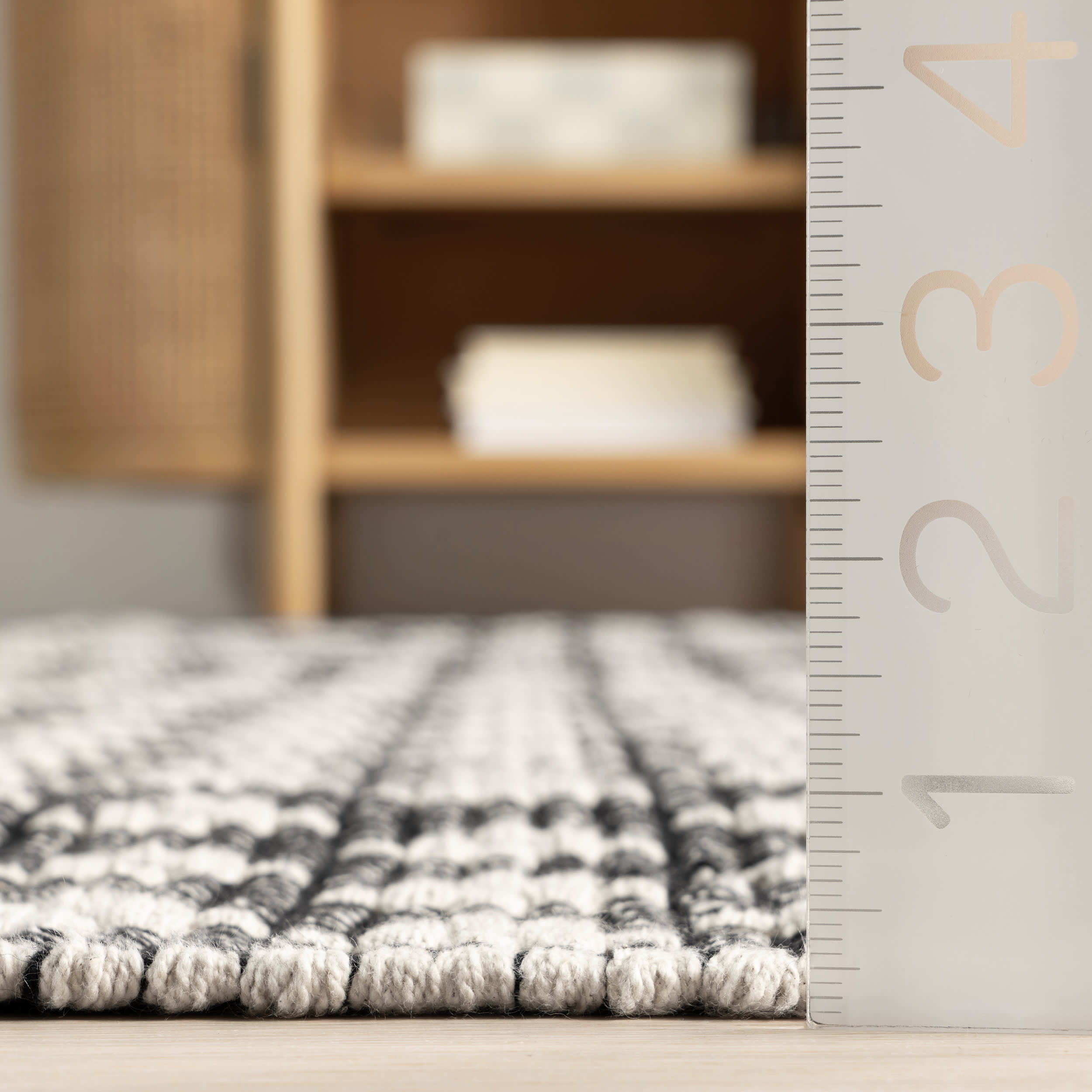 Handwoven Cotton Diamond Rug - Soft & Durable Black Floor Mat for Living Room, Bedroom, or Nursery Decor