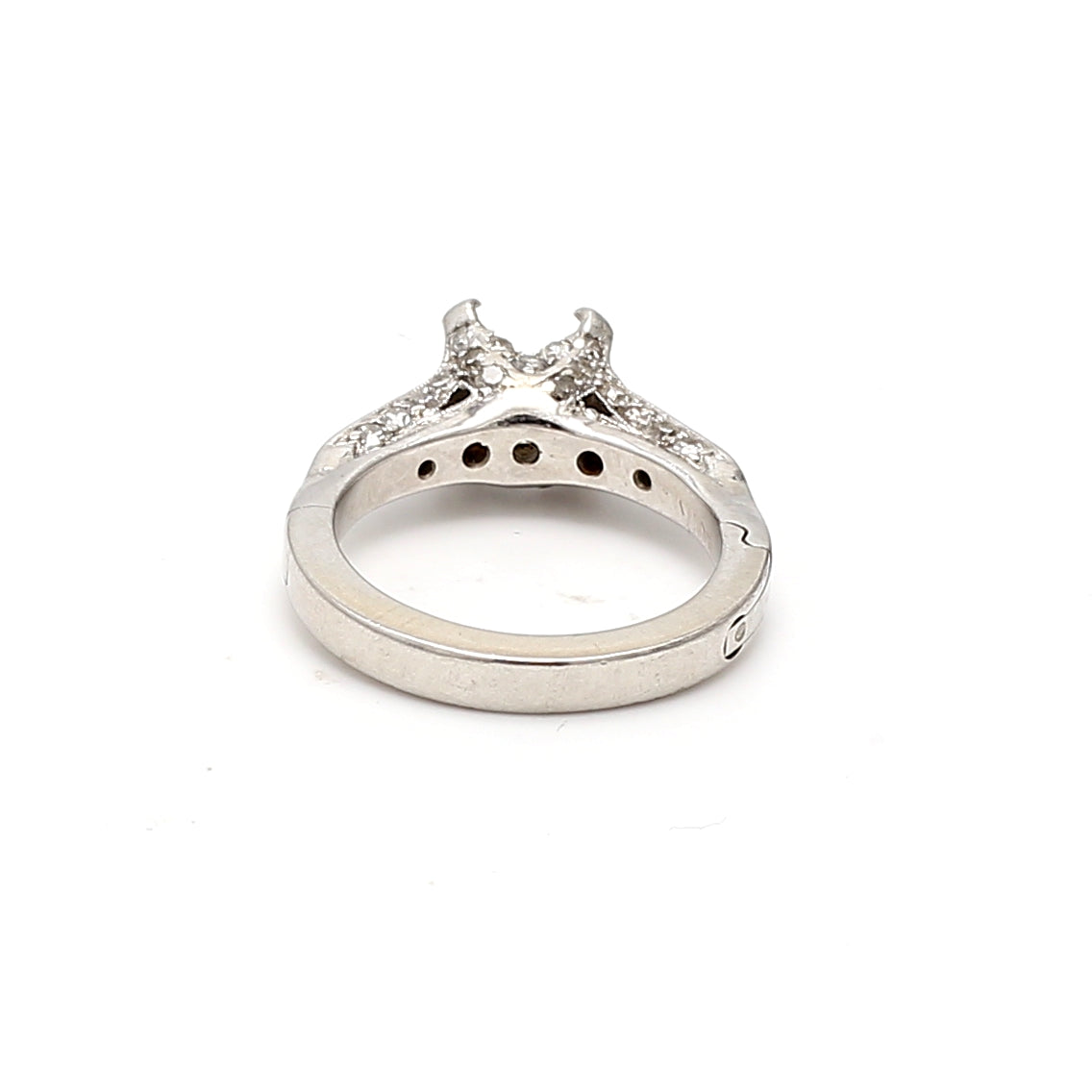 0.34 Carat Baguette & Round Brilliant Diamond Platinum Semi Mount Ring - Elegant Wedding Band, Engagement Ring Setting for Women