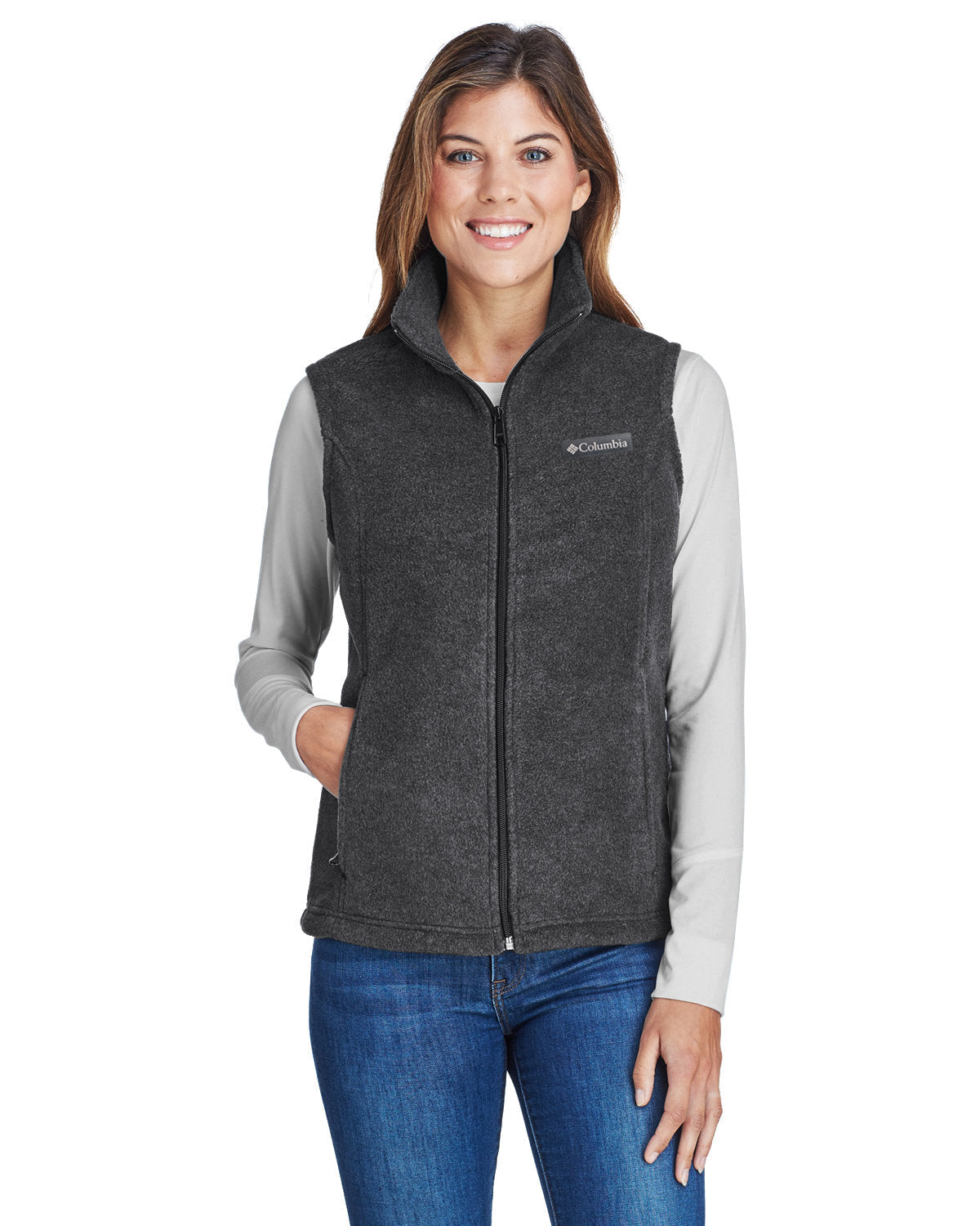 Columbia Women's Benton Springs Fleece Vest - Charcoal Heather | Lightweight & Warm for Outdoor Activities, Hiking & Casual Wear