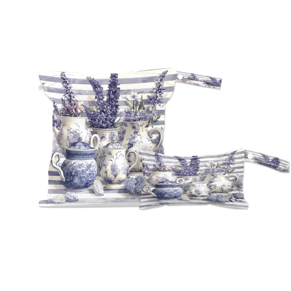 **2-Pack Lavender Waterproof Wet Dry Bags - Travel Laundry Storage for Swimsuits, Cloth Diapers & Gym Clothes - Ideal for Beach, Yoga, Pool & Gym Use**