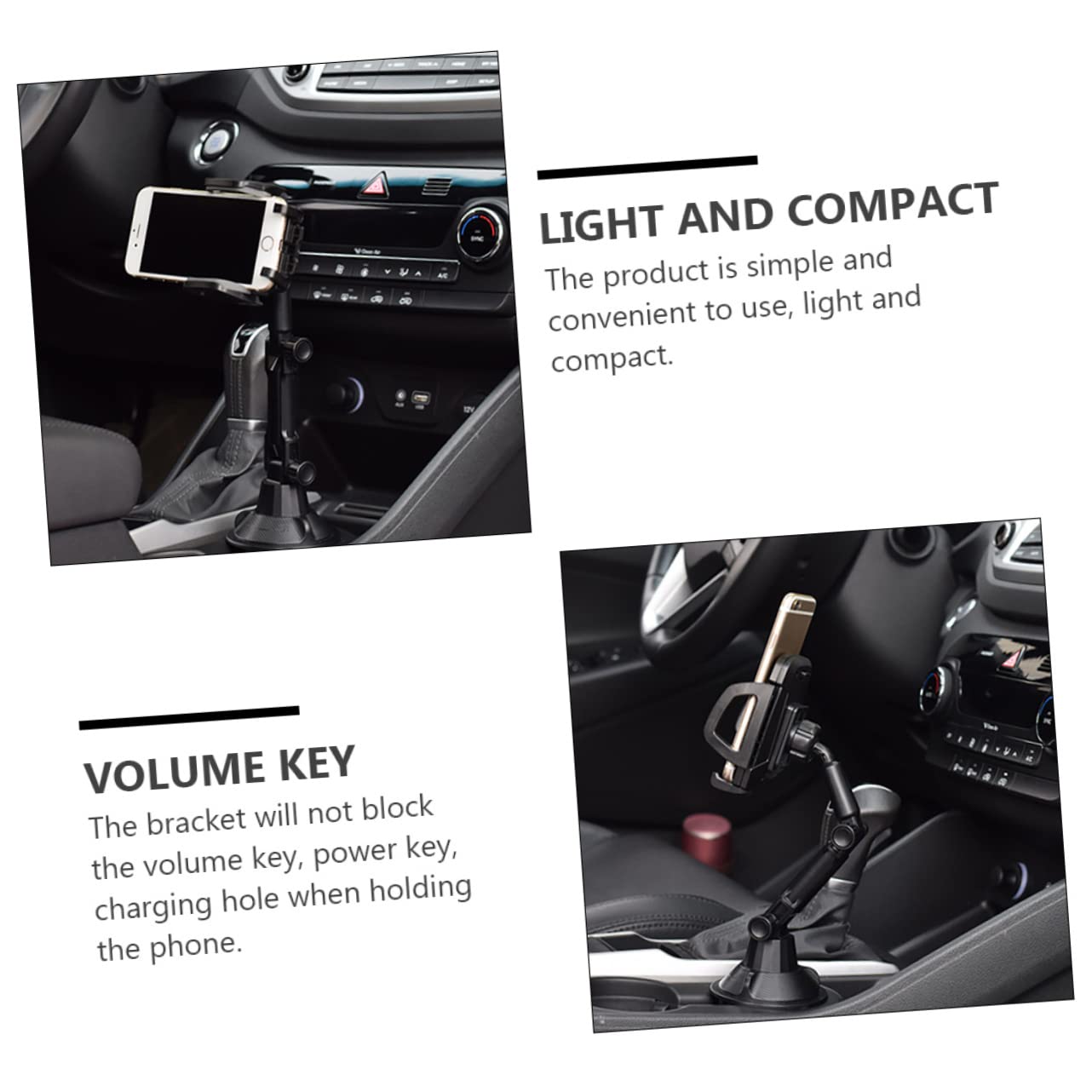 2-Pack Universal Car Phone Holder - Adjustable Gooseneck Cup Mount with Multi-Function Storage for iPhone, Samsung & Smartphones - Perfect for Road Trips, Commuting & Hands-Free Driving