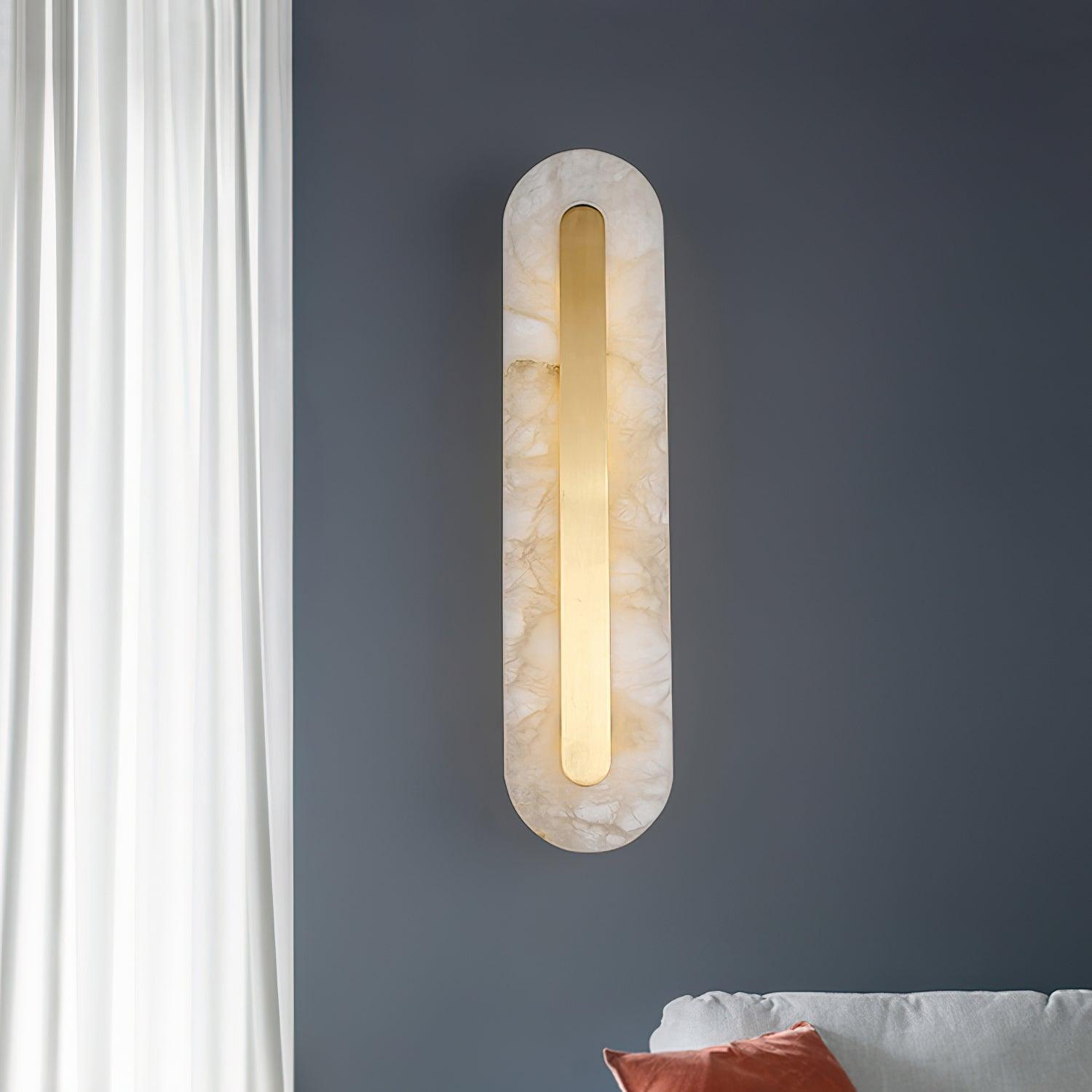 Modern Alabaster Rounded Wall Light Fixture - Elegant Indoor Sconce for Living Room, Bedroom & Hallway Lighting