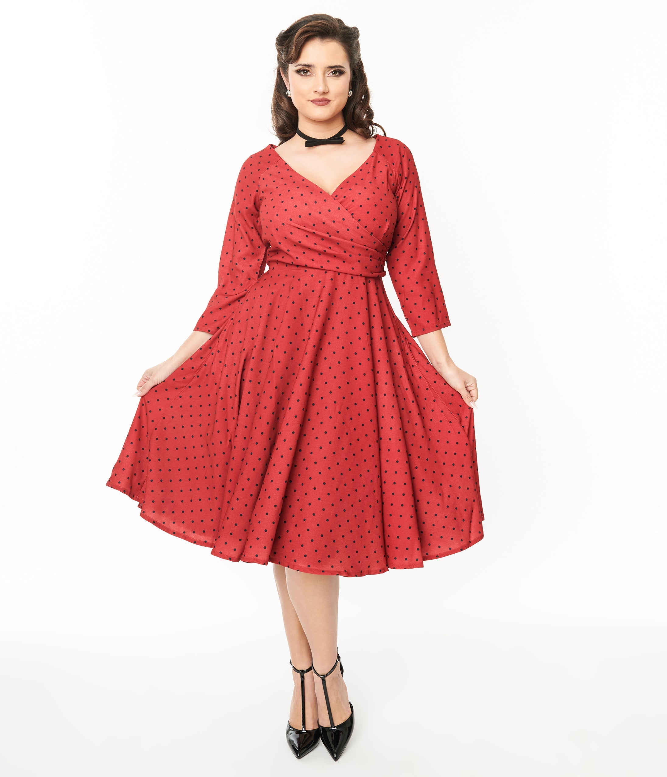 Red & Black Polka Dot Genevieve Swing Dress - Flowy A-Line Summer Dress for Women | Perfect for Parties, Dates & Casual Outings