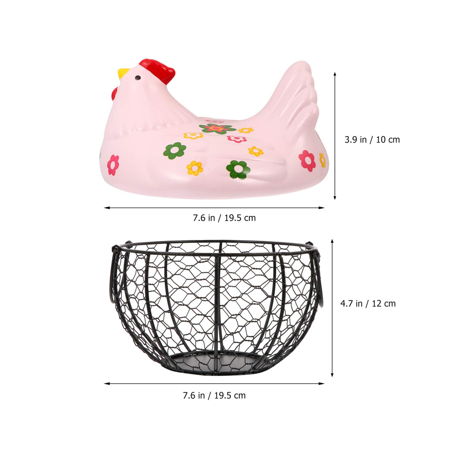 DOITOOL Ceramic Egg Holder Basket - Chicken Hen Figure Design, Egg Storage Container for Kitchen, Fruit & Vegetable Organizer, Candy Dispenser - Perfect for Farmhouse Decor, Easter Decorations, and Pantry Organization