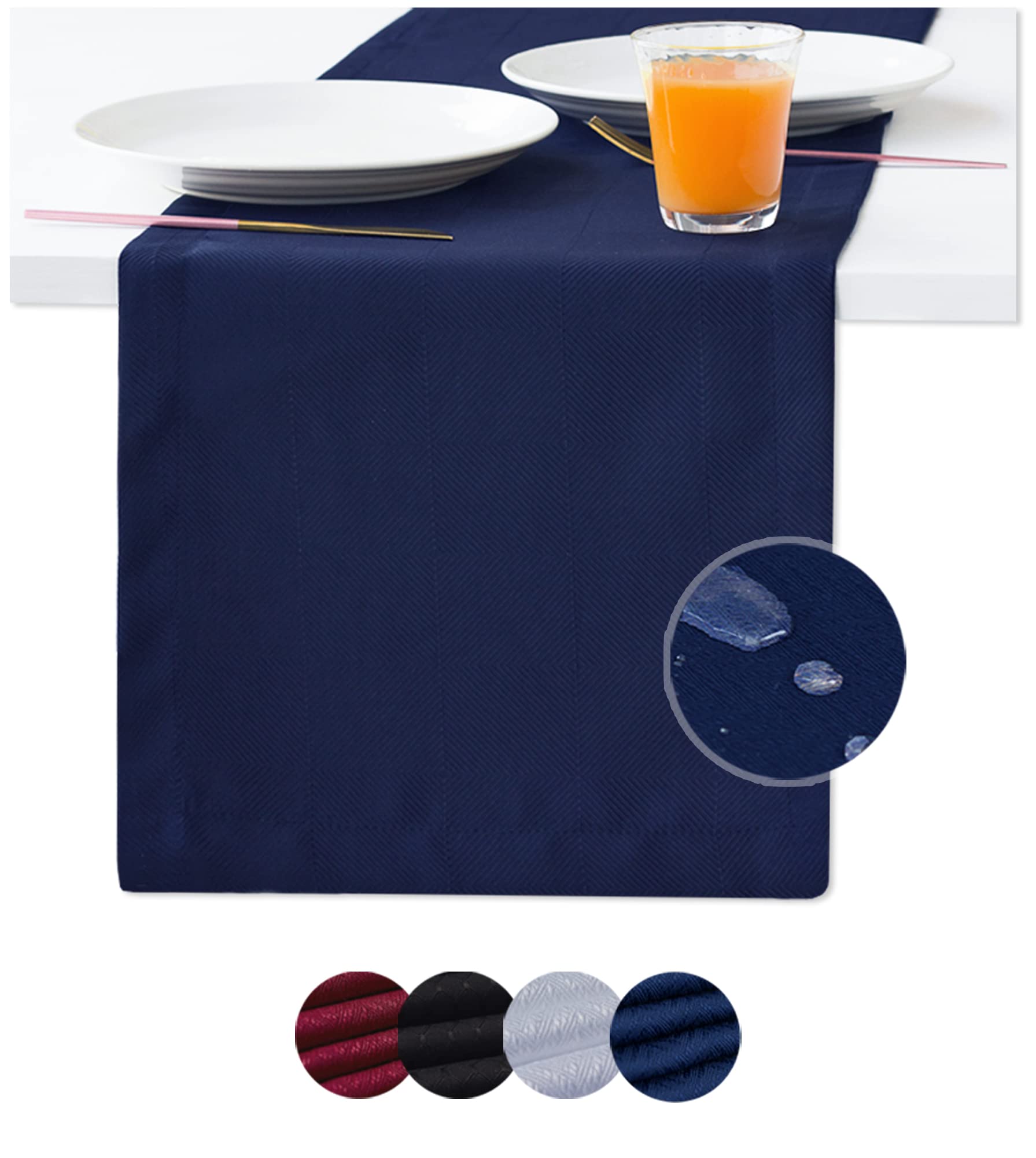 Navy Blue 120 Inch Table Runner - Waterproof Wrinkle-Free Geometric Decor for Coffee Table, Dresser, Nightstand | Perfect for Outdoor Dining, Dinner Parties, Weddings & Mother's Day Gifts