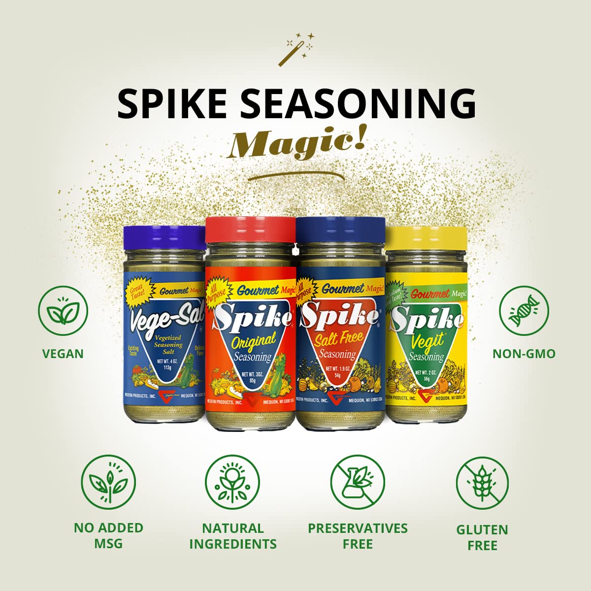 Spike Seasoning - Salt Free & Gluten Free All-Purpose Herb Blend (1.9 oz) | Perfect for Salads, Soups, Meats & Vegan Dishes