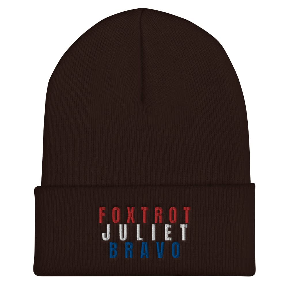 Foxtrot Juliet Bravo Hat for Men - Warm Cuffed Beanie Winter Skull Cap | FJB Hats for Outdoor Activities, Sports & Casual Wear