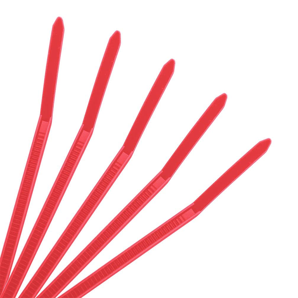 10Gtek 8-Inch Self-Locking Nylon Cable Ties (500pcs, Red) - Heavy Duty Wire Organizer for Home, Office & Industrial Use - Secure Wires, Cables & DIY Projects
