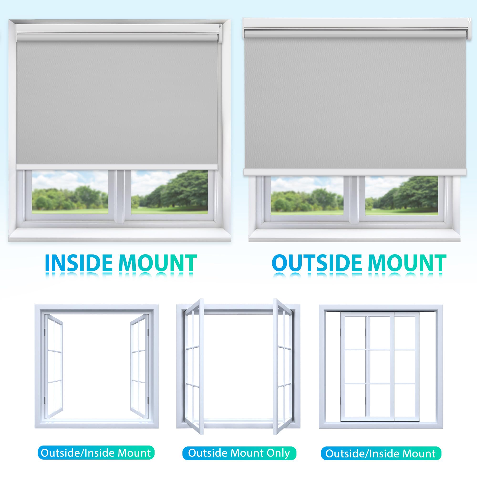 Allesin Motorized Roller Blinds with Remote Control - Smart Blackout Shades for Windows, Battery Powered Electric Window Blinds, Grey (31x72 inches) - Perfect for Bedrooms, Living Rooms & Home Automation