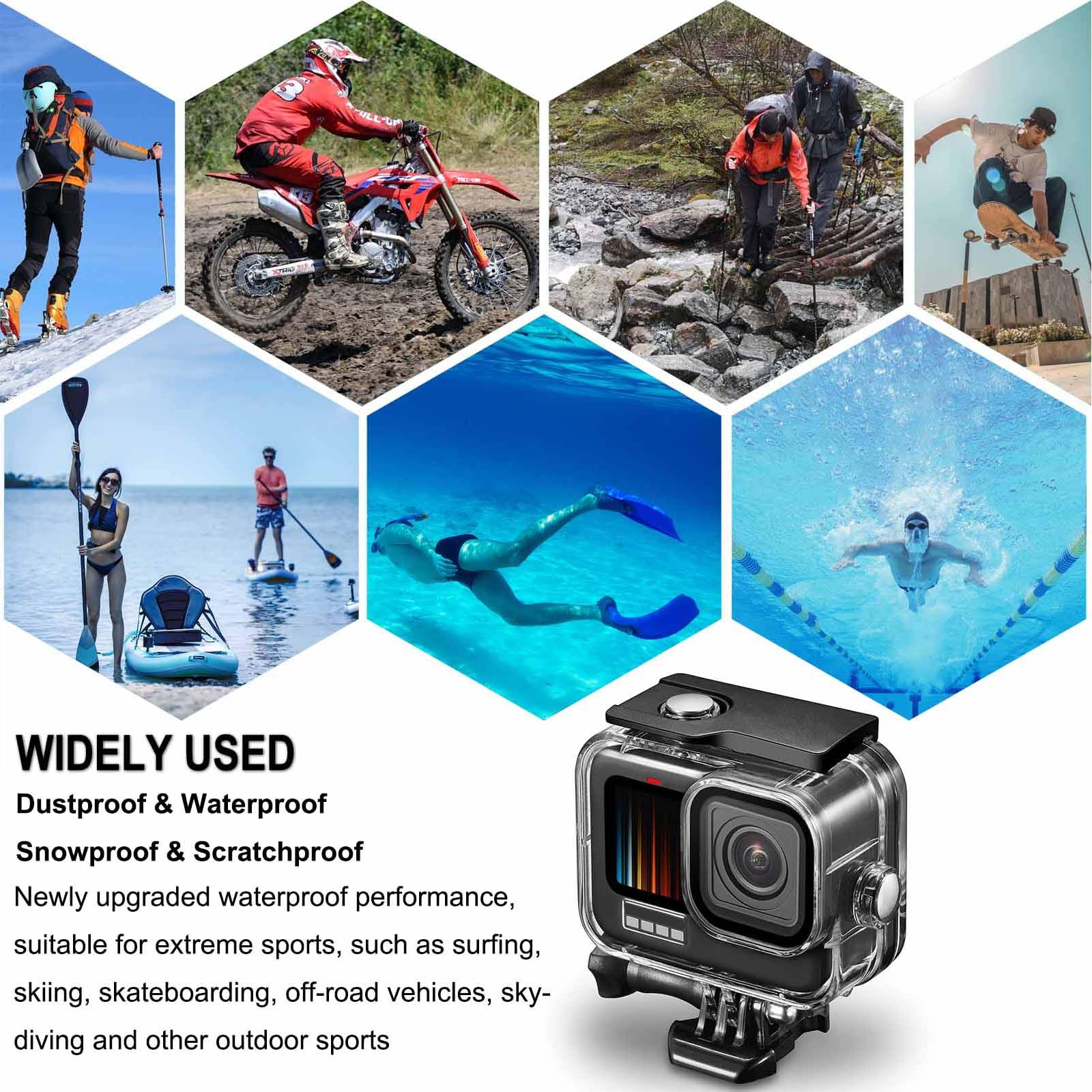 GoPro Hero 13 12 11 10 9 Black Waterproof Housing Case - 60M/196FT Underwater Diving Protection with Camera Handle Mount | Perfect for Scuba Diving, Snorkeling, Surfing & Water Sports