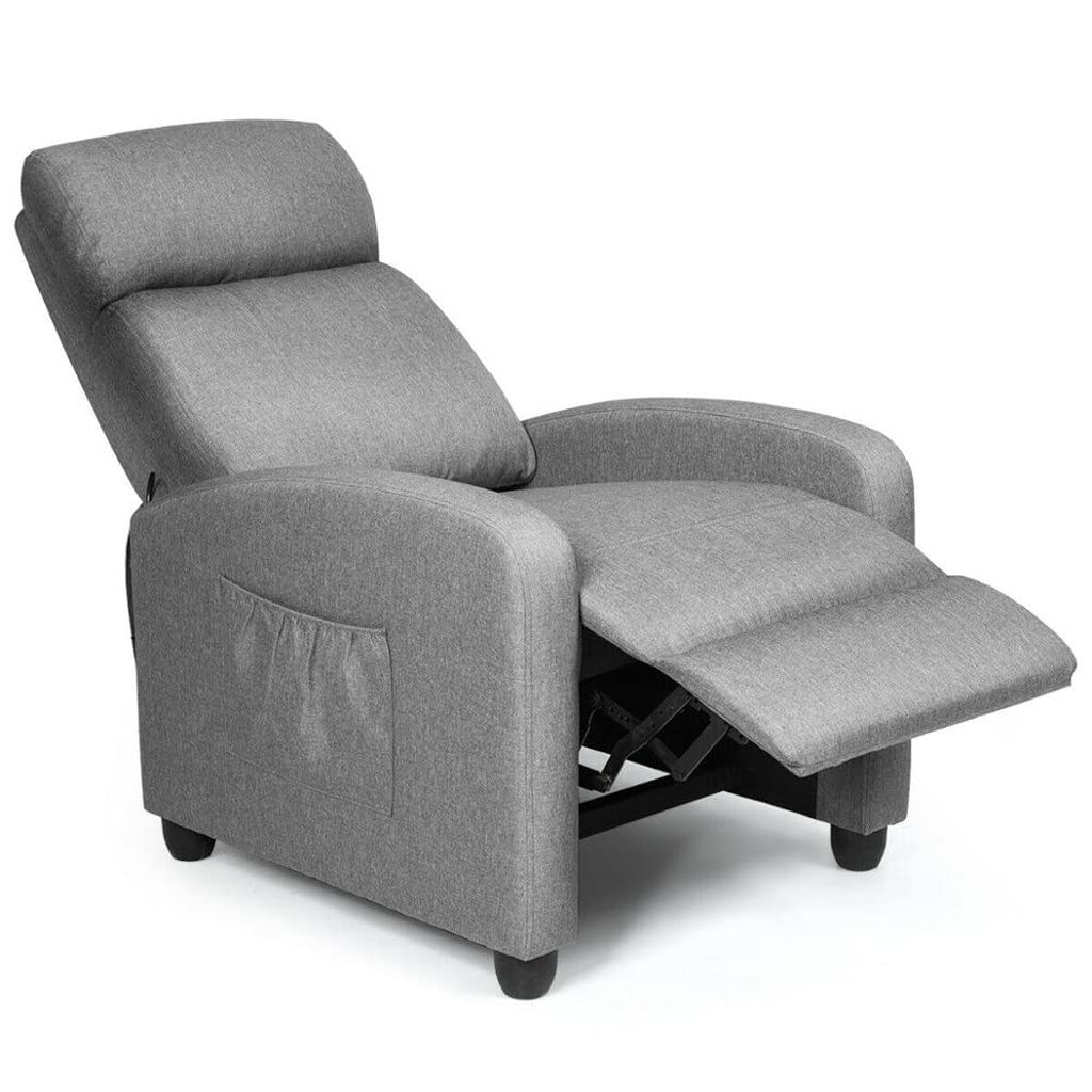 ZLXDP Massage Recliner Chair - Single Sofa with Fabric Padded Seat & Footrest for Home Theater - Gray | Perfect for Living Room, Bedroom & Home Office Relaxation