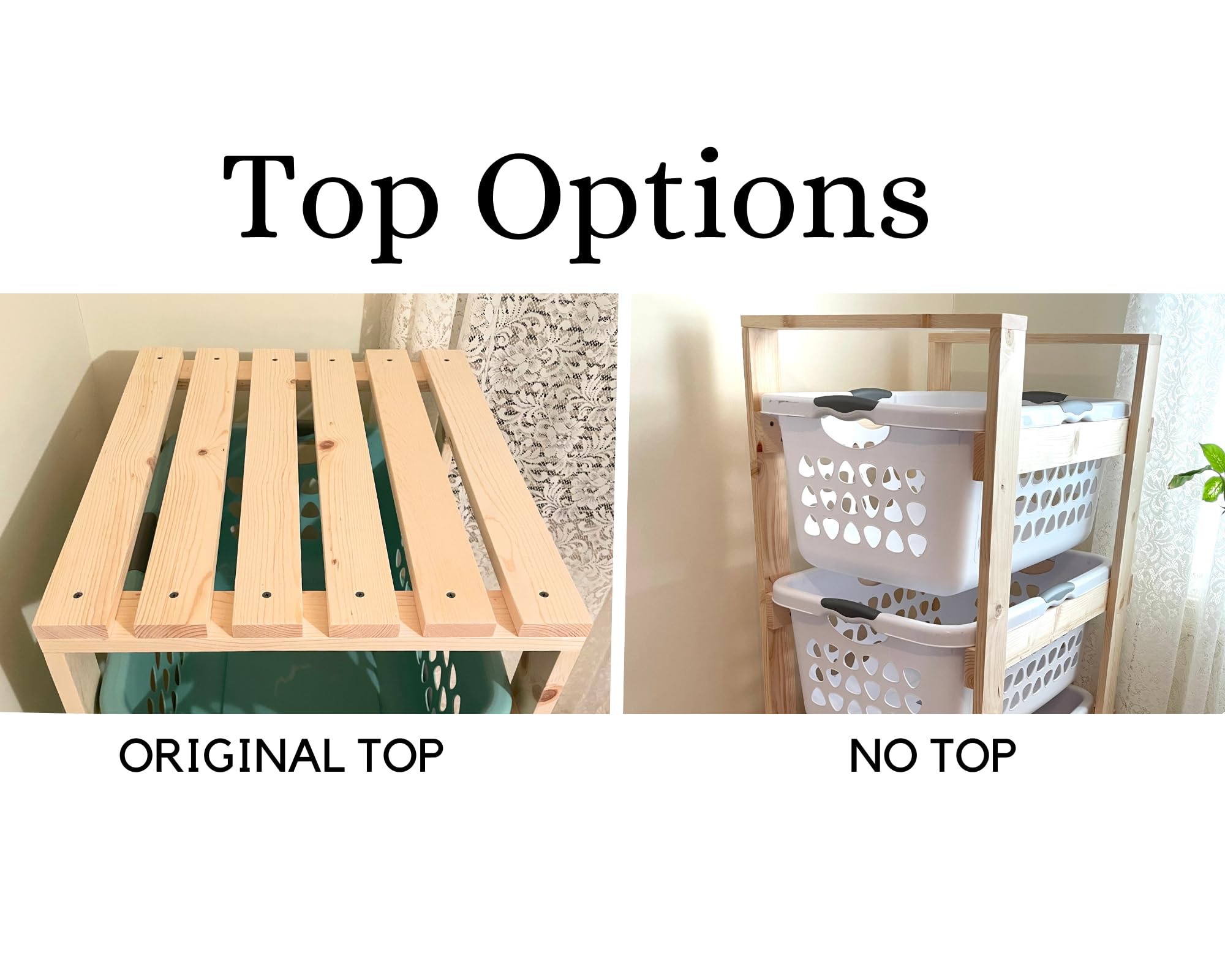 2 Tier Laundry Basket Holder - Narrow Space Saving Design with Original Top for Bedroom, Bathroom & Closet Organization