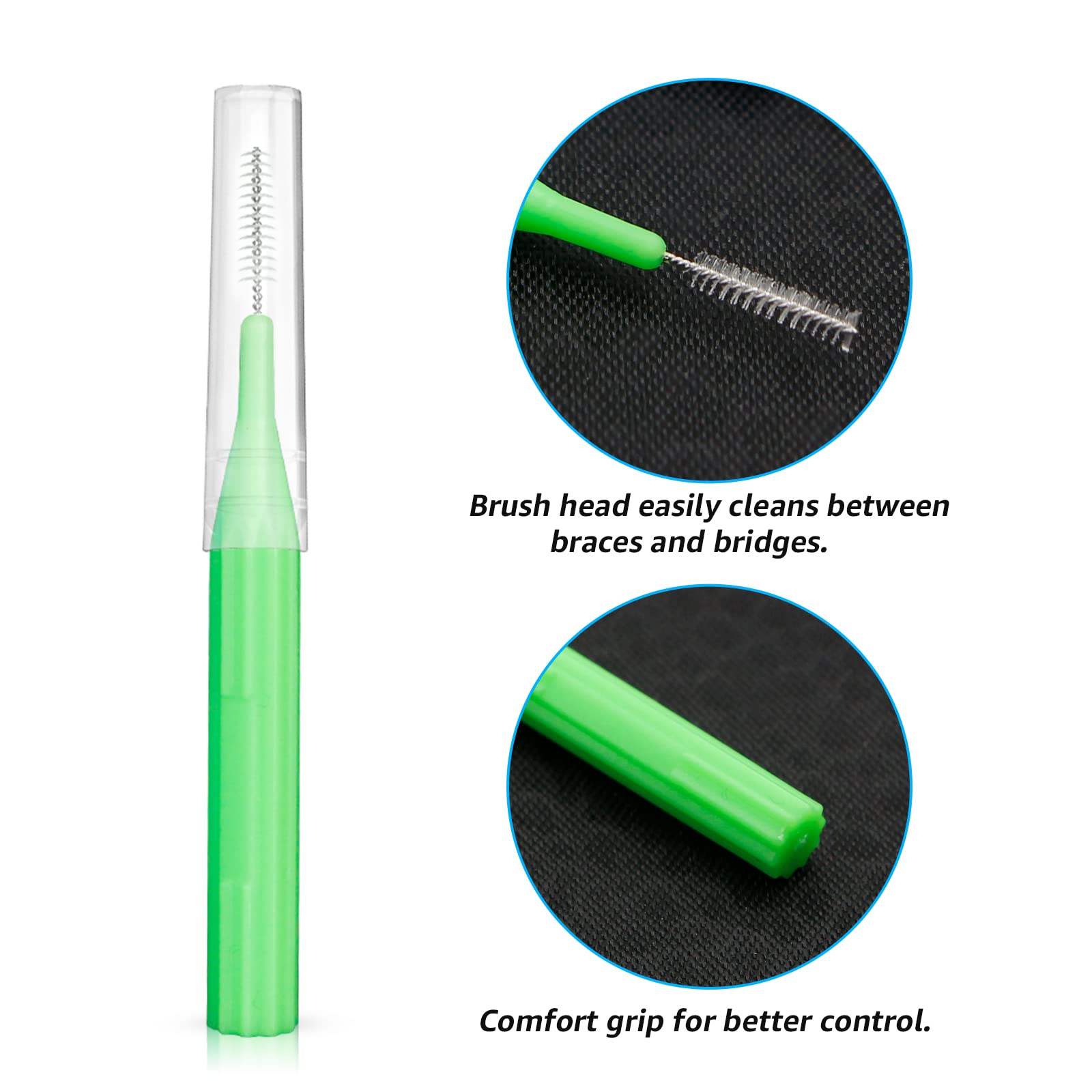 RAZOKO Interdental Brush - 176 Count (2mm-3mm) for Easy Teeth Cleaning & Flossing at Home