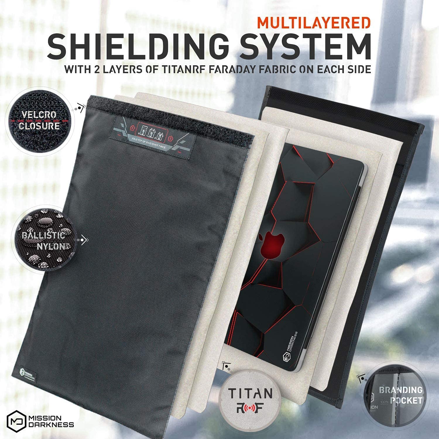 Mission Darkness Faraday Bags for Keyfob, Phone, Tablet & Laptop - RF Shielding, EMF Protection, Anti-Tracking - Secure Your Devices from Hacking & Spying (Perfect for Travel, Privacy Protection & EMP Safety)