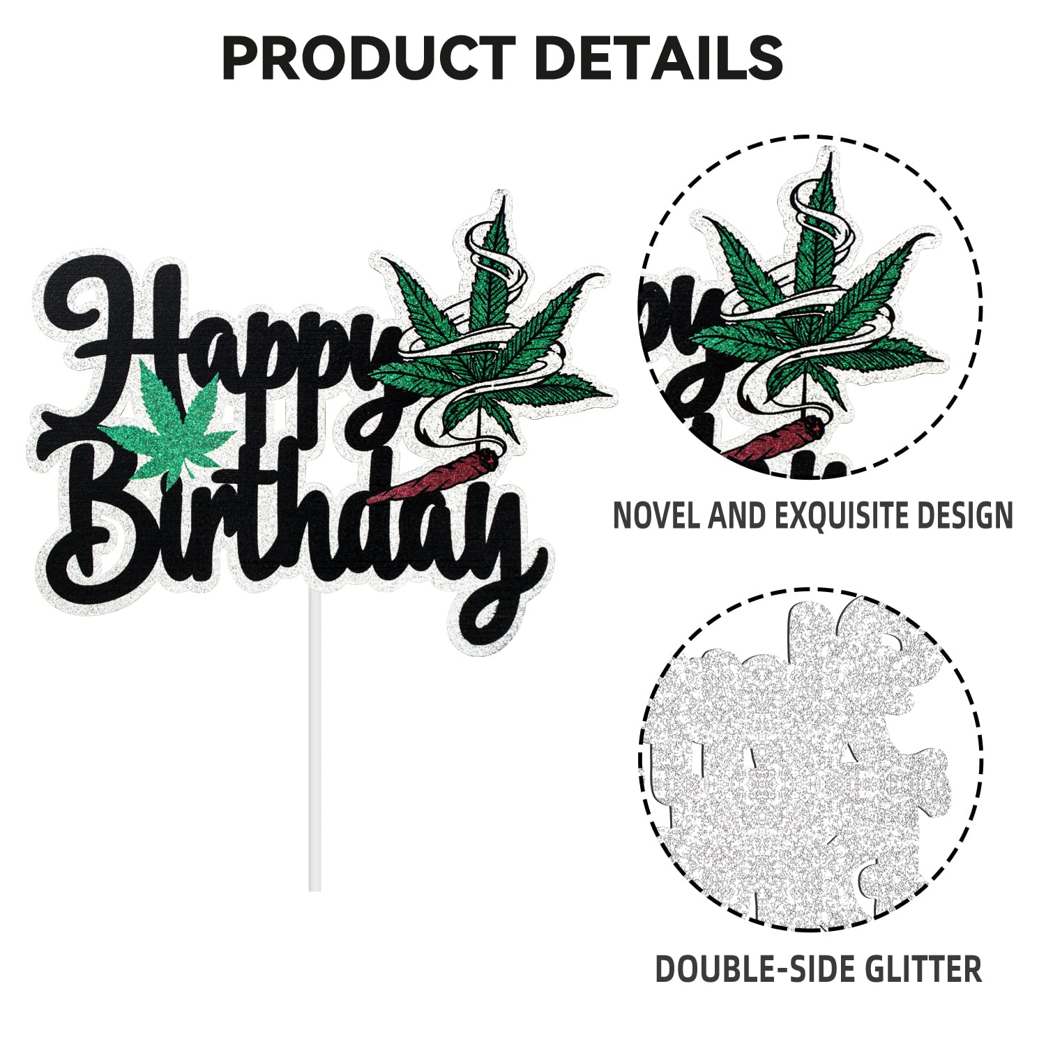 420 Birthday Cake Topper with Pot Leaves - Dope Weed Decor for Men & Women - Perfect for Stoner Parties, Cannabis Celebrations & 420-Themed Events