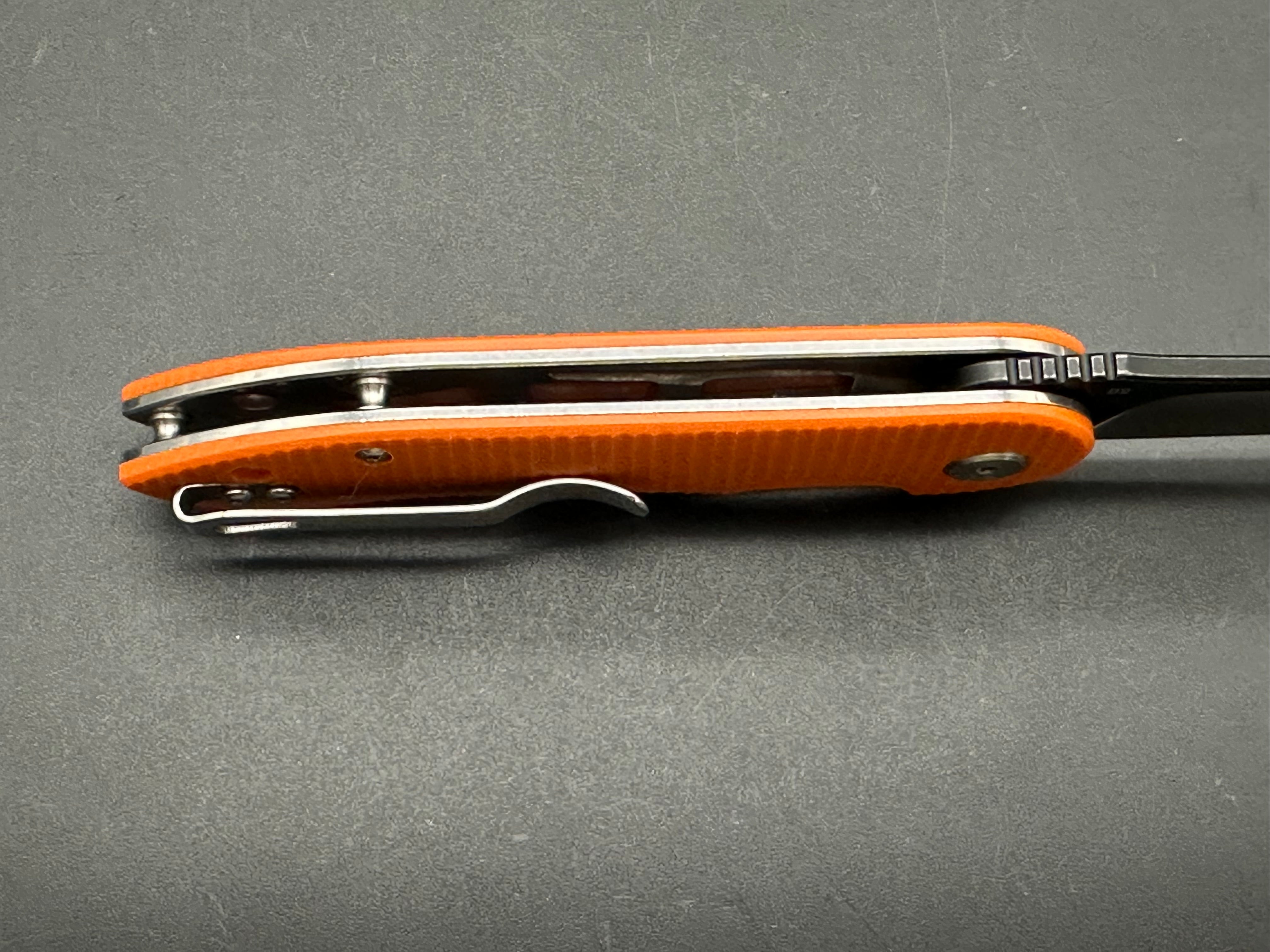 BESTECH Torpedo Folding Knife - Orange G10 Handle with Black Stonewash & Satin Blade - EDC, Camping, Hiking, Survival Gear