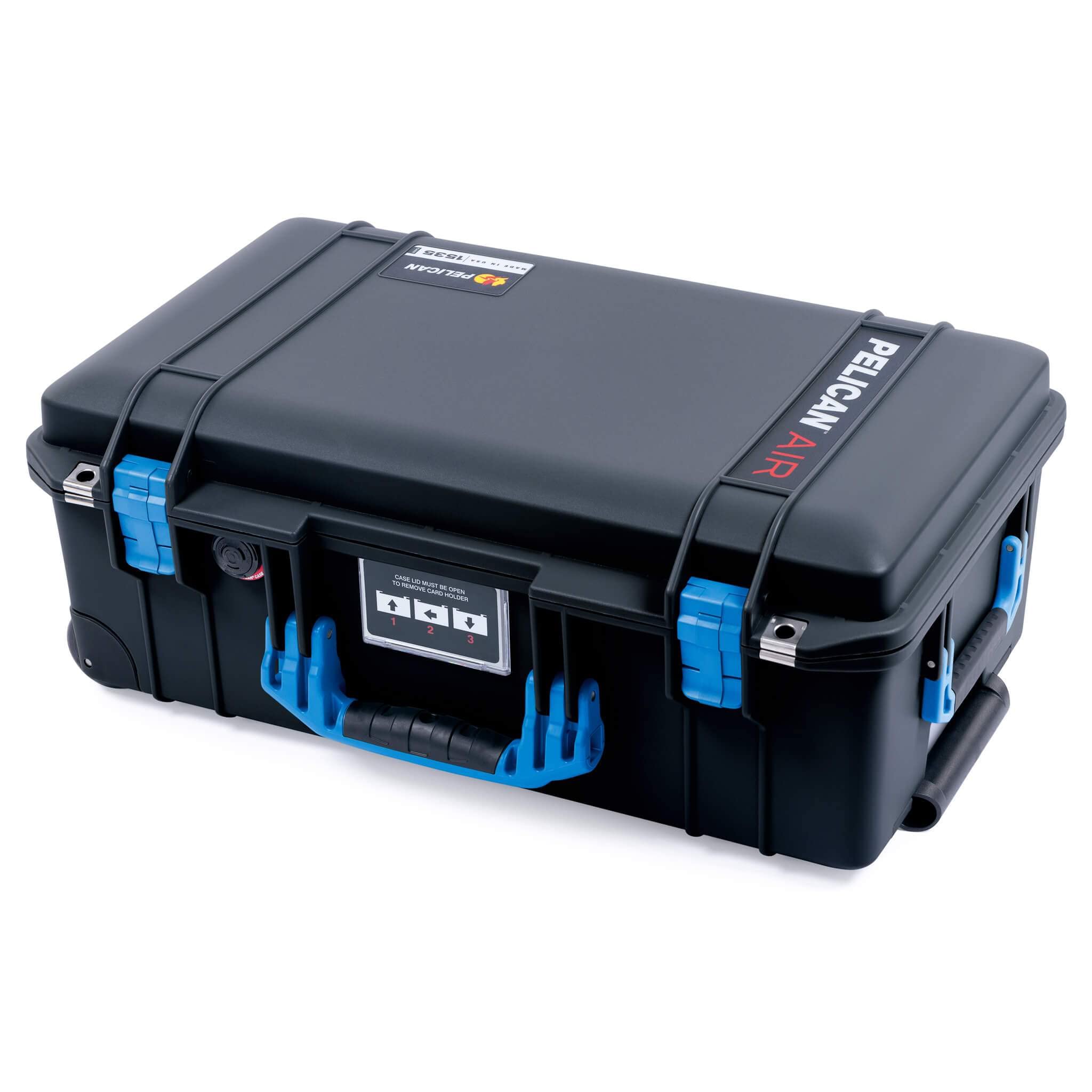 Pelican 1535 Air Case with Foam - Waterproof & Shockproof Hard Case for Travel, Electronics & Equipment (Black & Blue) - Perfect for Air Travel, Camera Gear & Outdoor Adventures