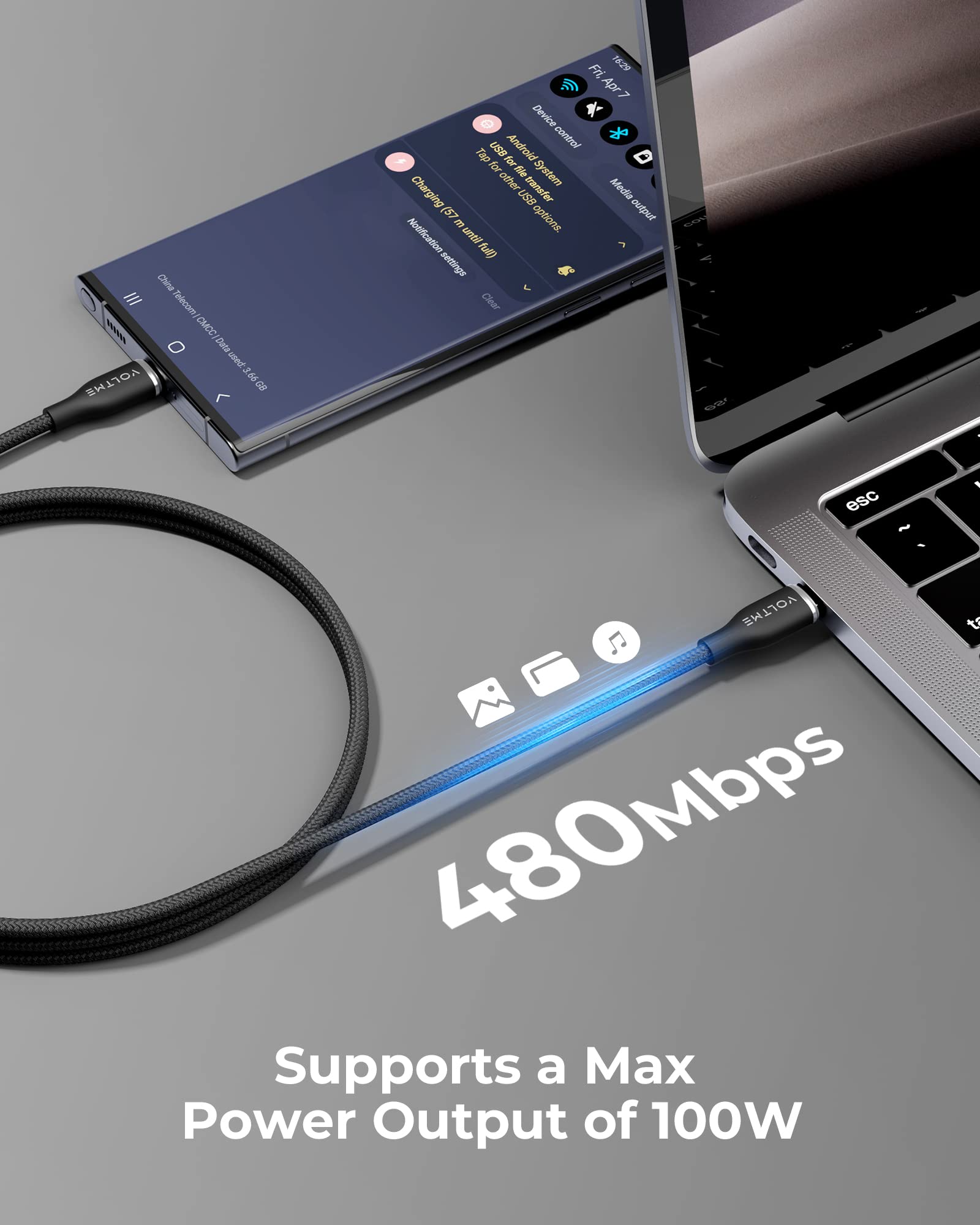 VOLTME 6ft USB C to USB C Cable & USB A to USB C Cable 2-Pack, 100W Fast Charging 5A Nylon Braided Cord for iPhone 16/15 Pro Max, Samsung Galaxy S24/S23/S22, iPad, MacBook - Perfect for Home, Office & Travel Charging (Black)