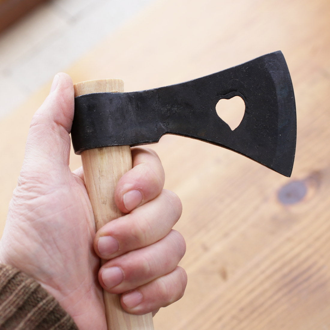 Small Forged Tomahawk with Heart Design - Handcrafted Camping & Survival Axe - Perfect for Outdoor Adventures, Bushcraft, and Home Decor