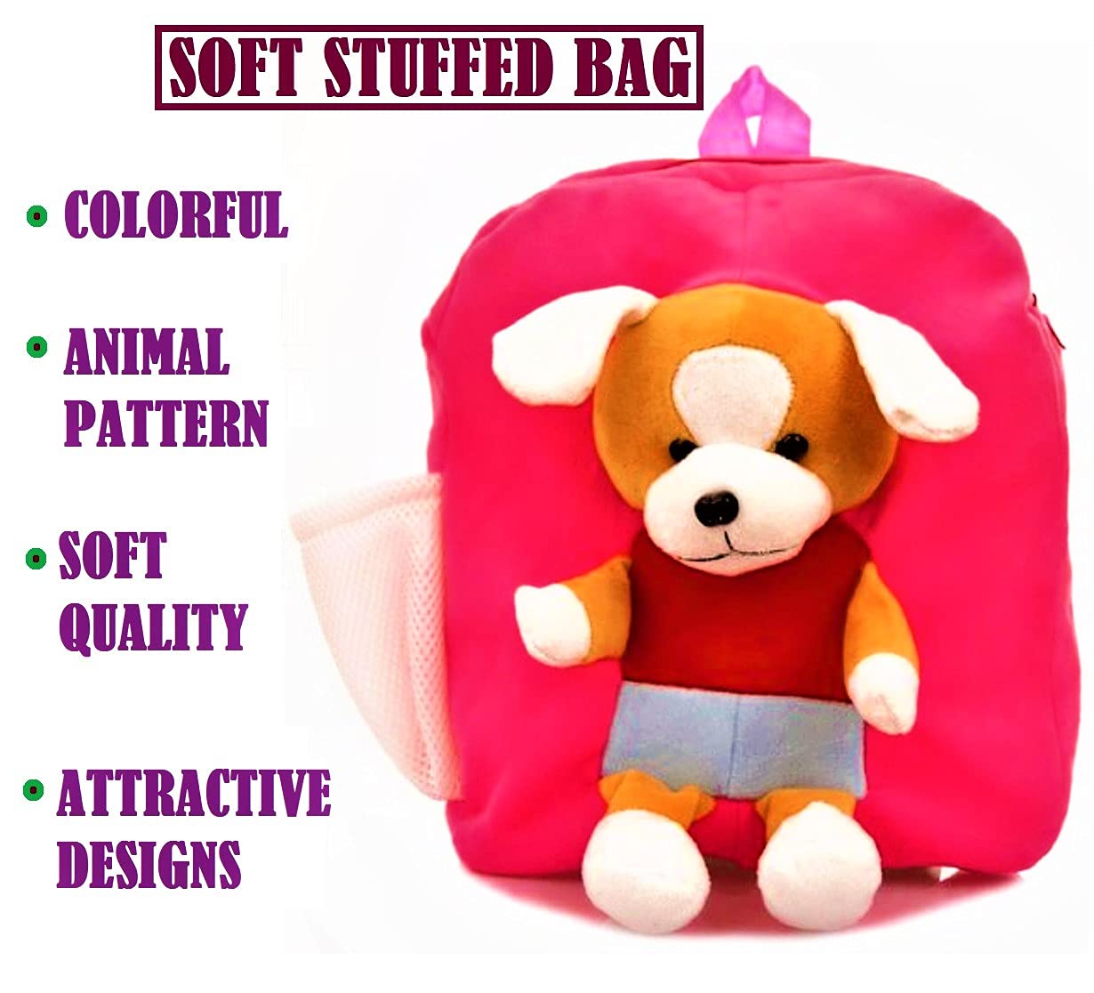 FunBlast Cartoon Animal Soft Kids Backpack - Lightweight Mini School Bag for Boys & Girls, Travel & Picnic Essentials (Pink) | Perfect for School, Daycare, Travel & Outdoor Adventures