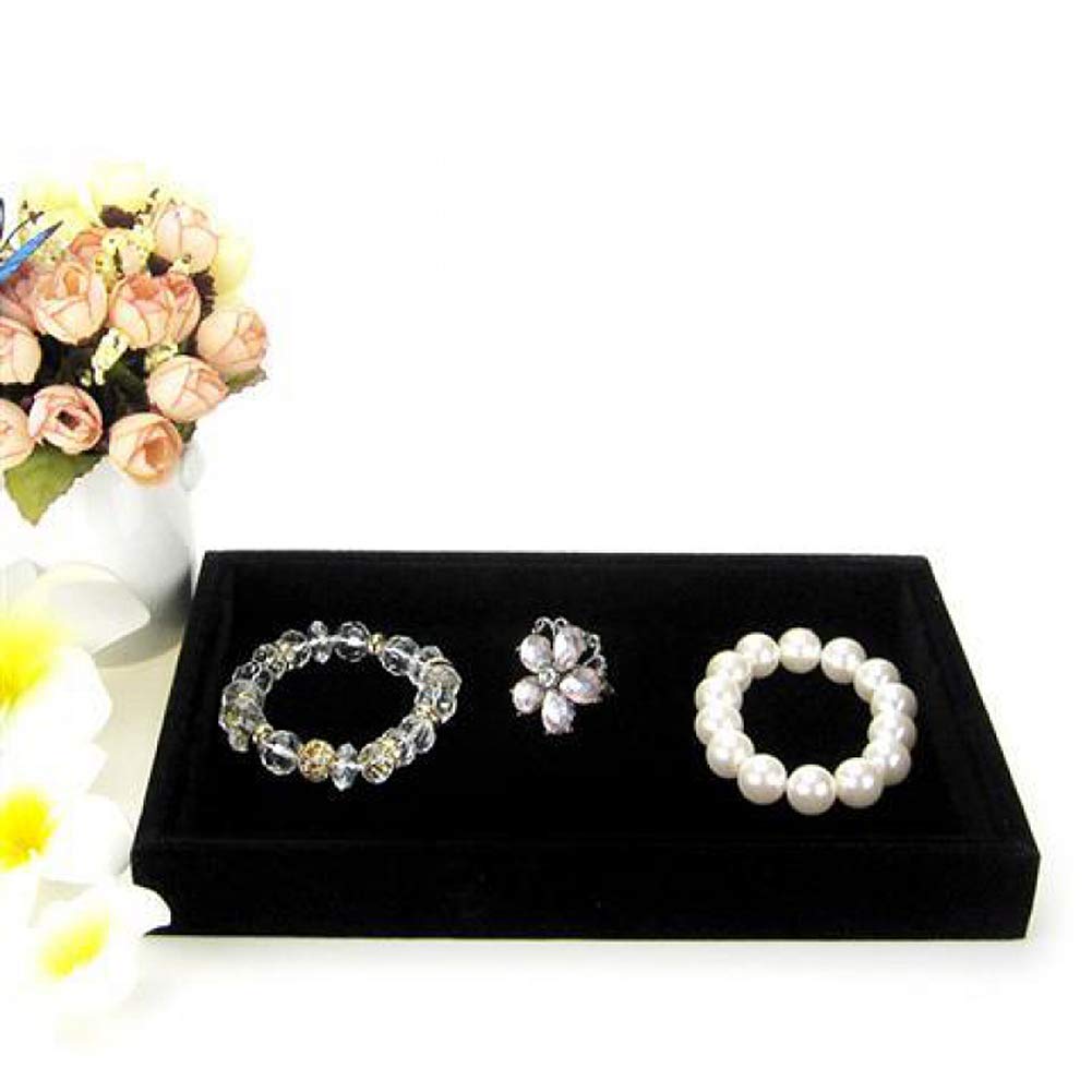 Velvet Jewelry Display Organizer - 1-2 Piece Ring Earring Storage Box Case (8.86x5.7x1.2 Inch, Black) - Perfect for Jewelry Shops, Home Organization & Gift Packaging