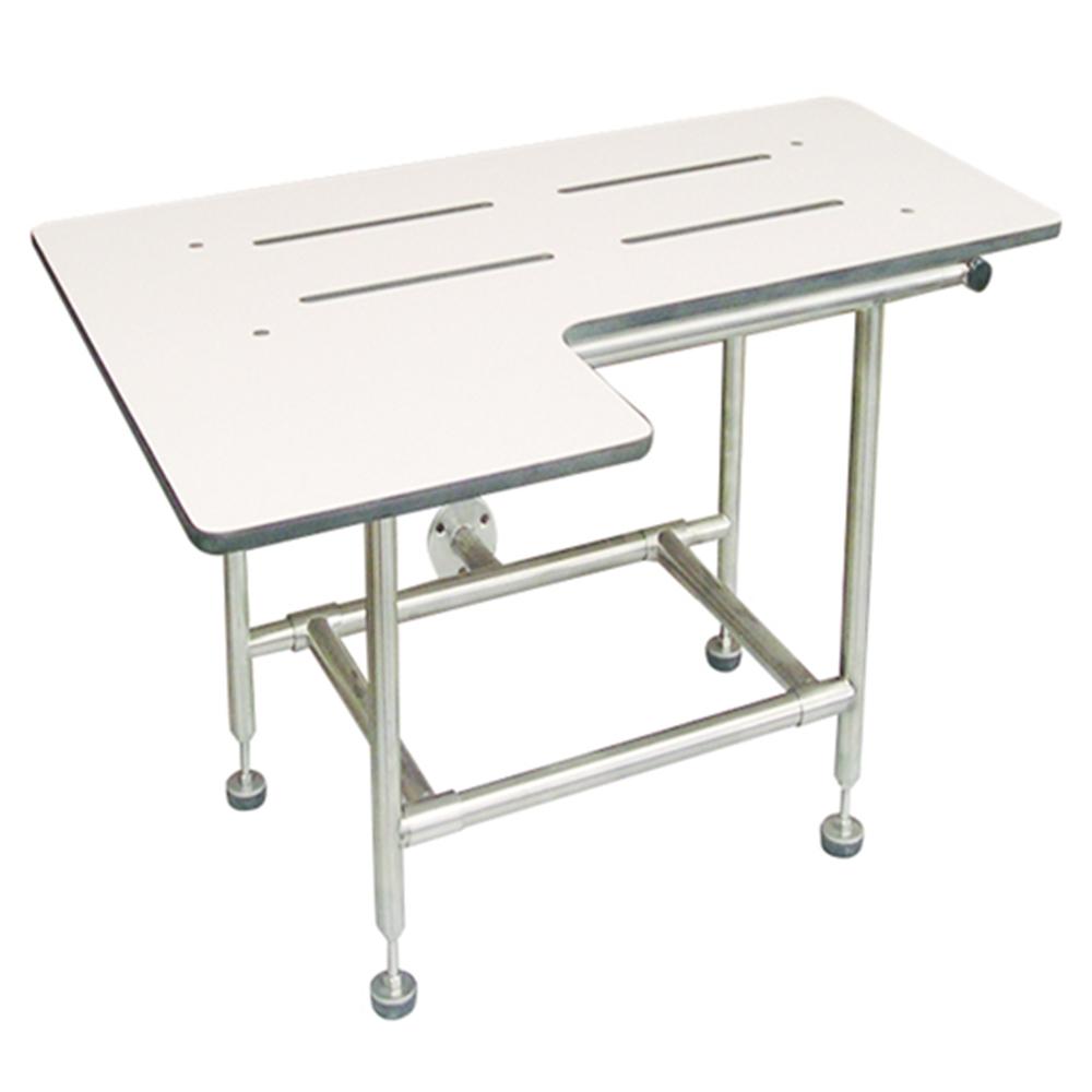 ASI 8202 Foldable L-Shaped Phenolic Shower Seat - 4-Leg Surface Mounted with Satin Finish | Non-Slip Bathroom Safety Stool for Elderly & Disabled | Ideal for Shower, Bathtub & Spa Use