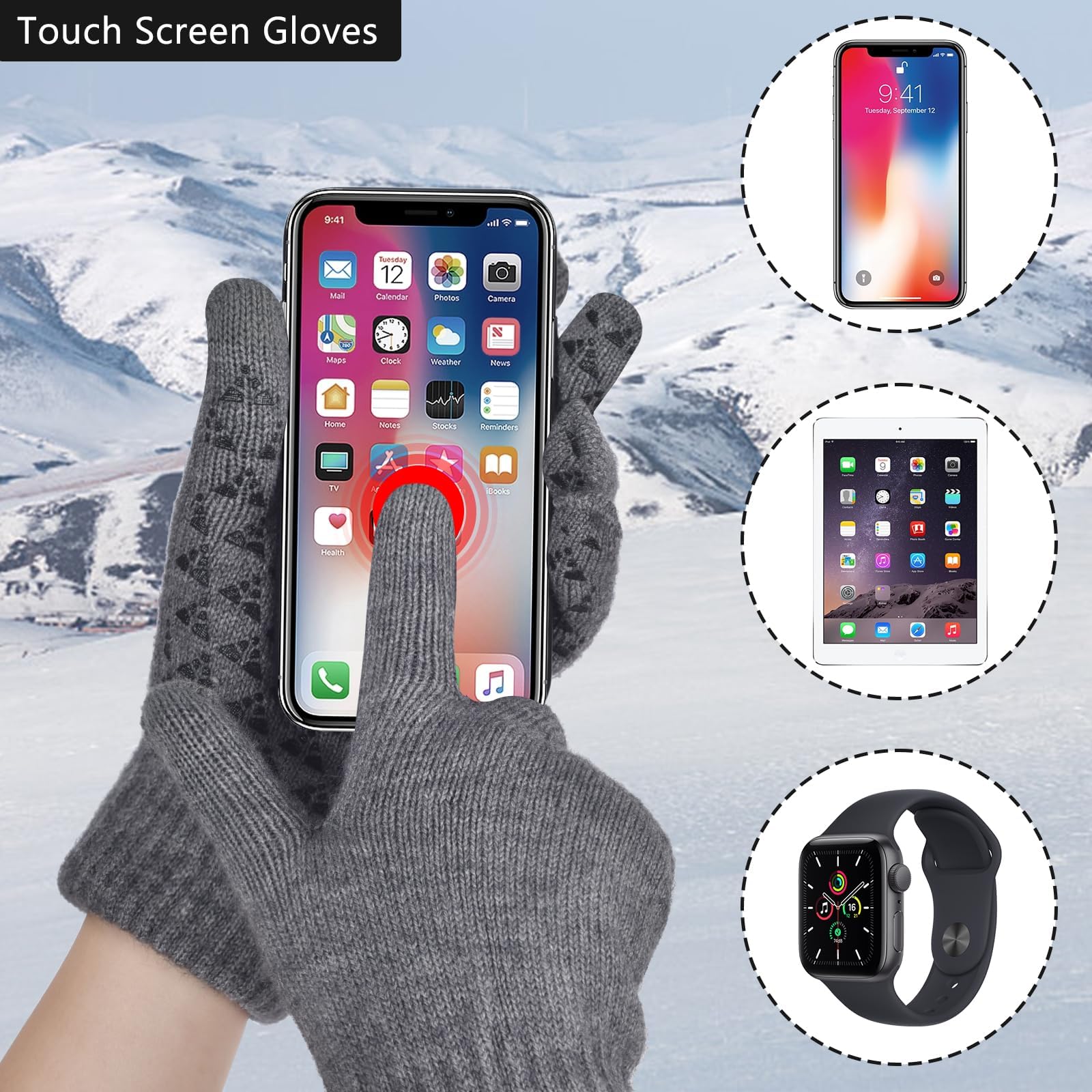 Men's Winter Beanie Hat, Touchscreen Gloves & Scarf Set - Warm Fleece Lined for Cold Weather | Perfect for Skiing, Snowboarding & Outdoor Activities