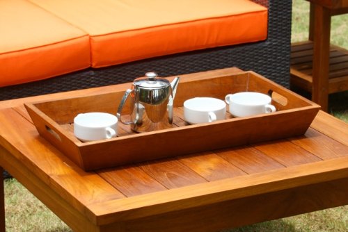 Premium Solid Teak Wood Serving Tray - Large Bathroom & Spa Amenities Organizer for Hotels, Resorts & Home Decor
