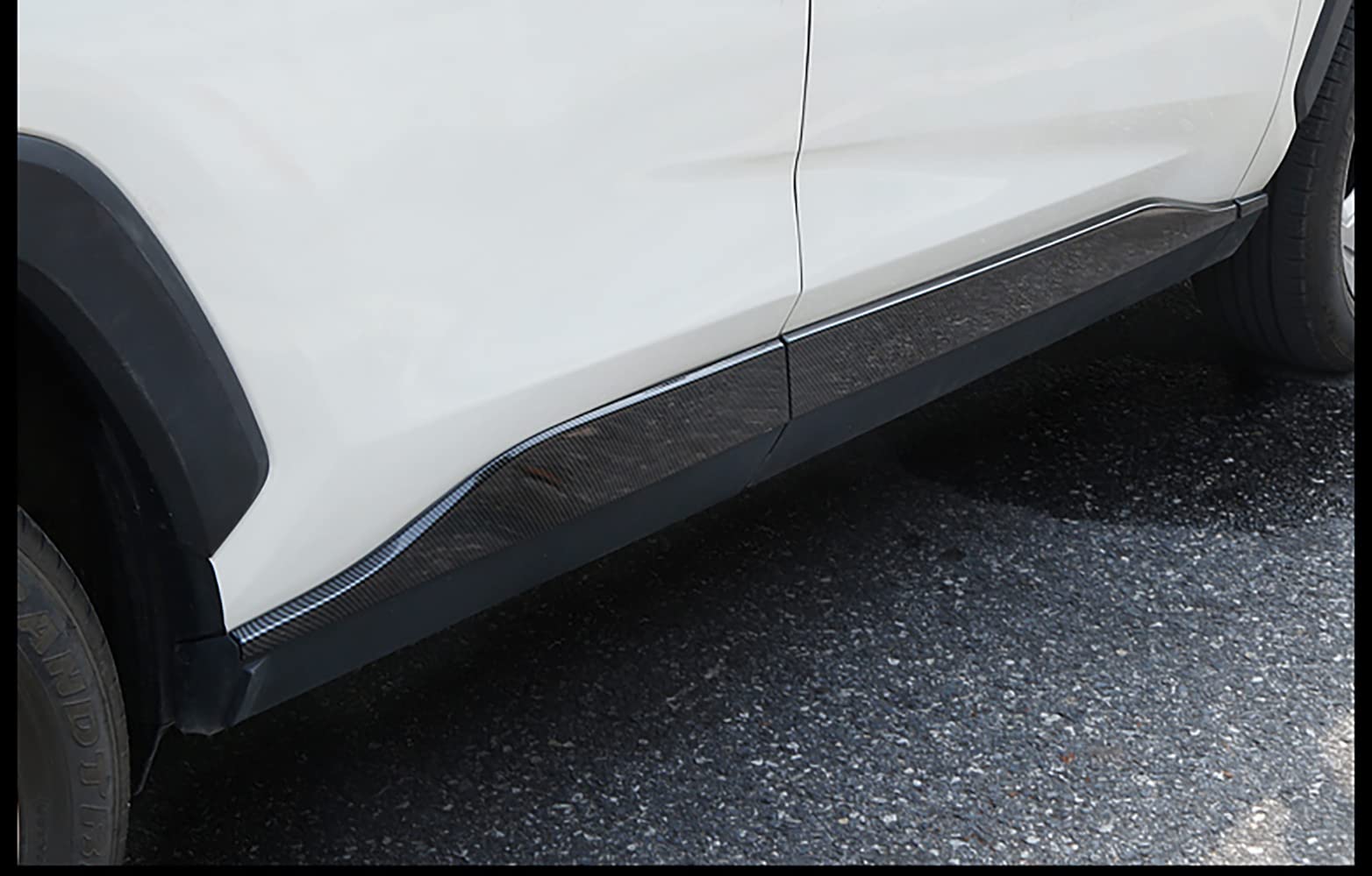 Premium ABS Carbon Fiber Style Side Door Body Molding Trim Kit for Toyota RAV4 (2019-2024) - 6-Piece Exterior Decoration Strips for Enhanced Style & Protection - Perfect for Off-Roading, Urban Driving & Car Shows