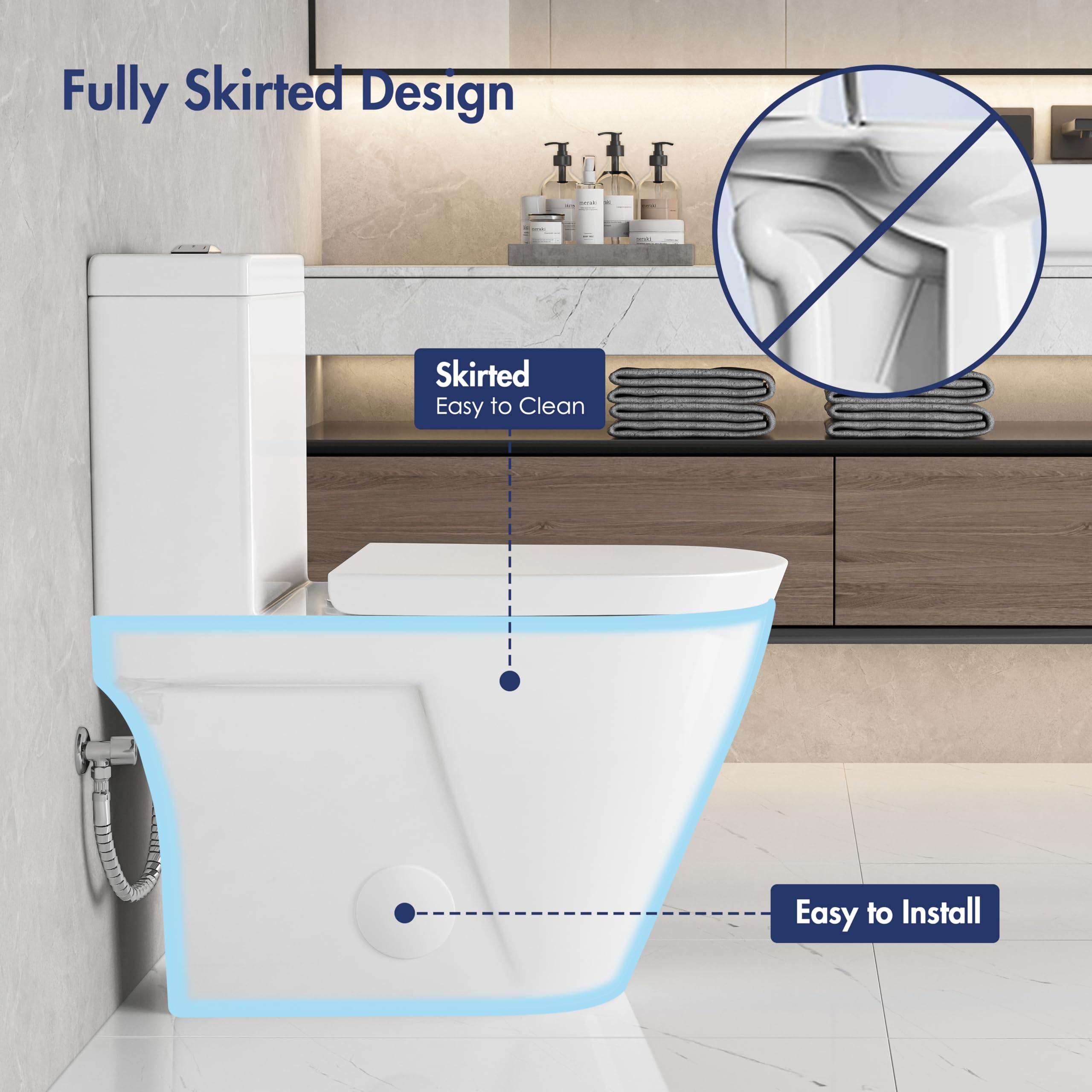 Eridanus One Piece Toilet with Comfort Chair Seat - ADA Compliant 17.3