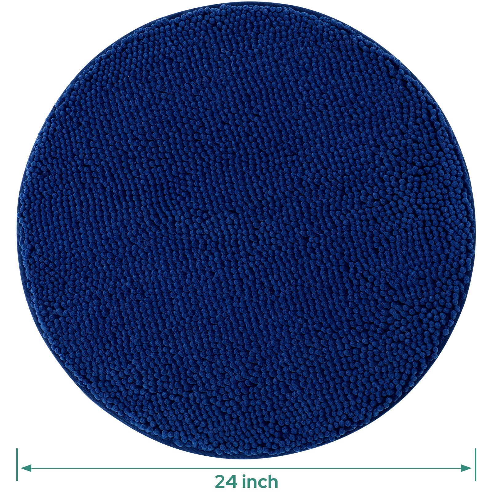 Premium Chenille Shaggy Bath Mat - Ultra Soft, Absorbent & Non-Slip Round Bathroom Rug (2ft, Navy Blue) | Machine Washable for Easy Care | Perfect for Bathroom, Shower & Vanity Areas