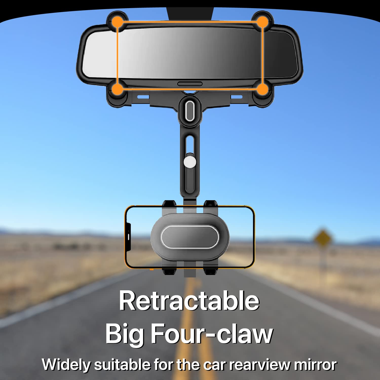 360° Rotating Universal Car Phone Holder - Rearview Mirror Mount for All Smartphones (iPhone, Samsung, Android) | Hands-Free GPS Navigation & Safe Driving Accessory