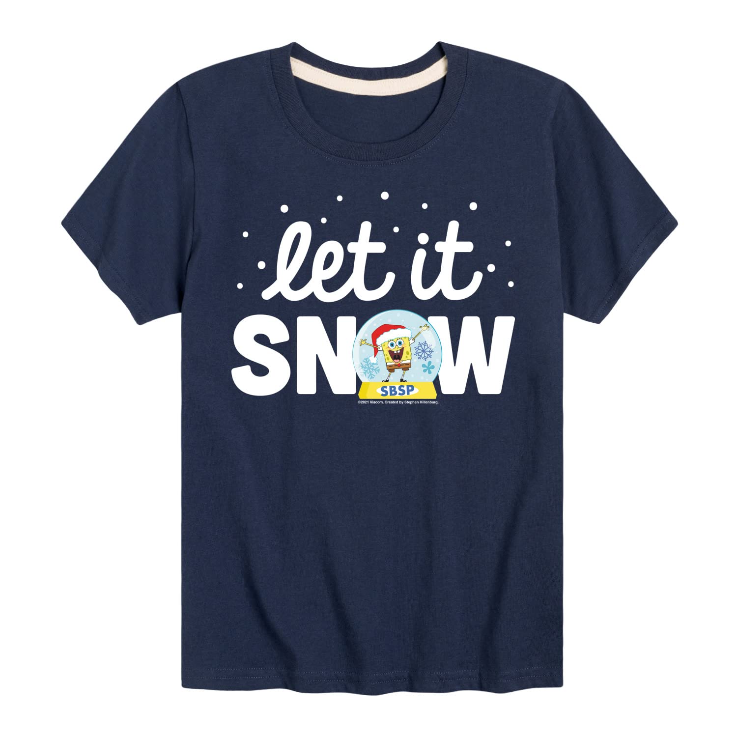 Spongebob Squarepants Let It Snow Graphic T-Shirt for Toddlers & Kids - Soft Short Sleeve Cotton Tee - Fun Holiday Christmas Winter Outfit for Boys & Girls