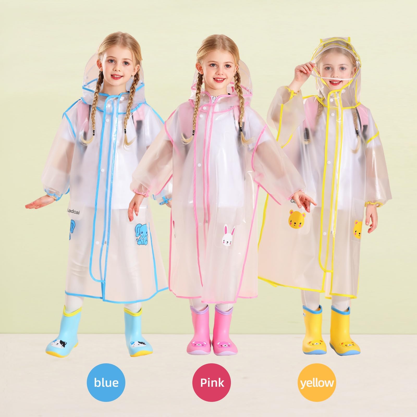 Kids Rain Poncho - Reusable EVA Waterproof Raincoat for Boys & Girls (Medium, Blue) | Perfect for Outdoor Play, School, and Camping Adventures
