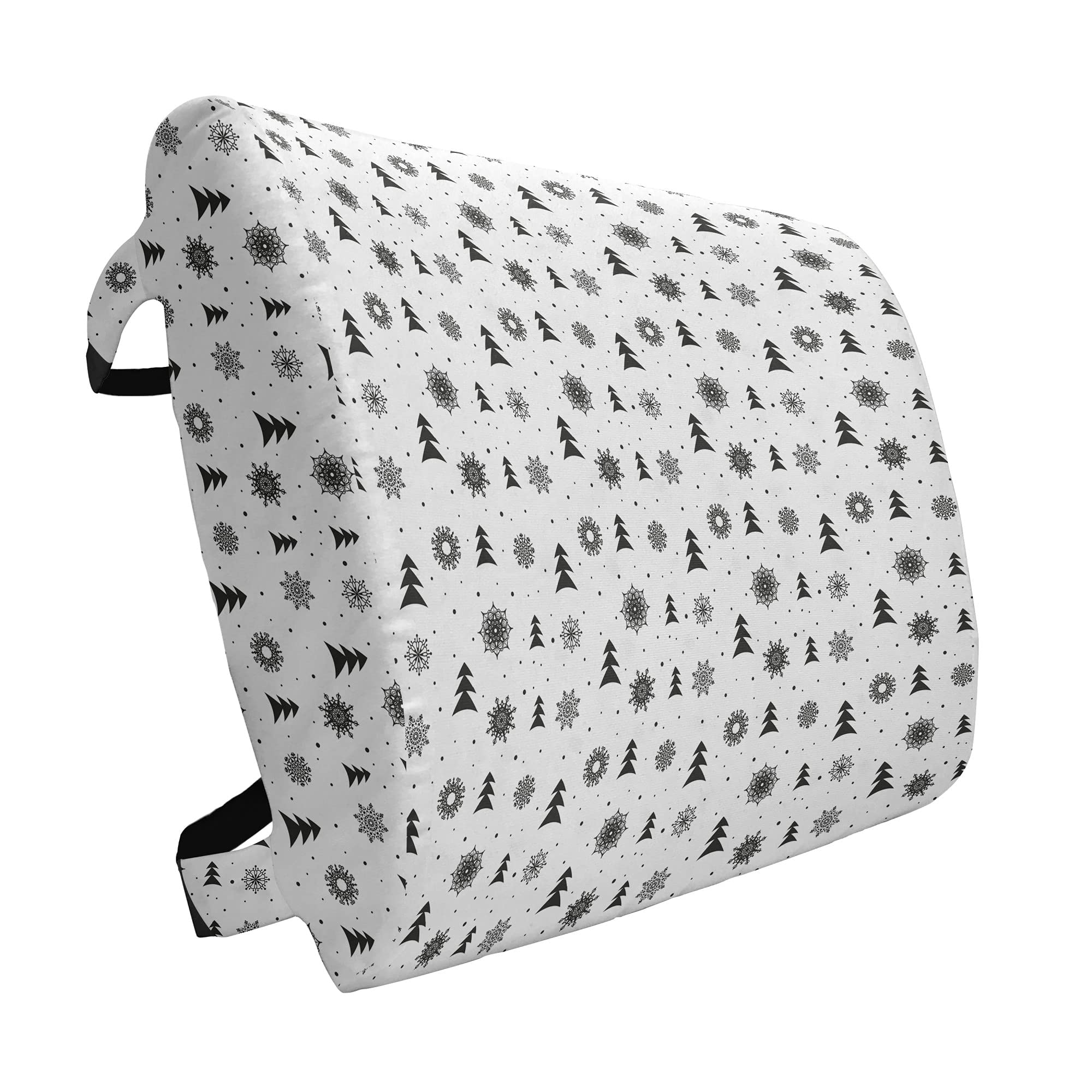 Ambesonne Nordic Lumbar Support Pillow - Christmas Pine Trees & Snowflakes Winter Holiday Design - High Density Foam for Office Chairs & Car Seats - 14