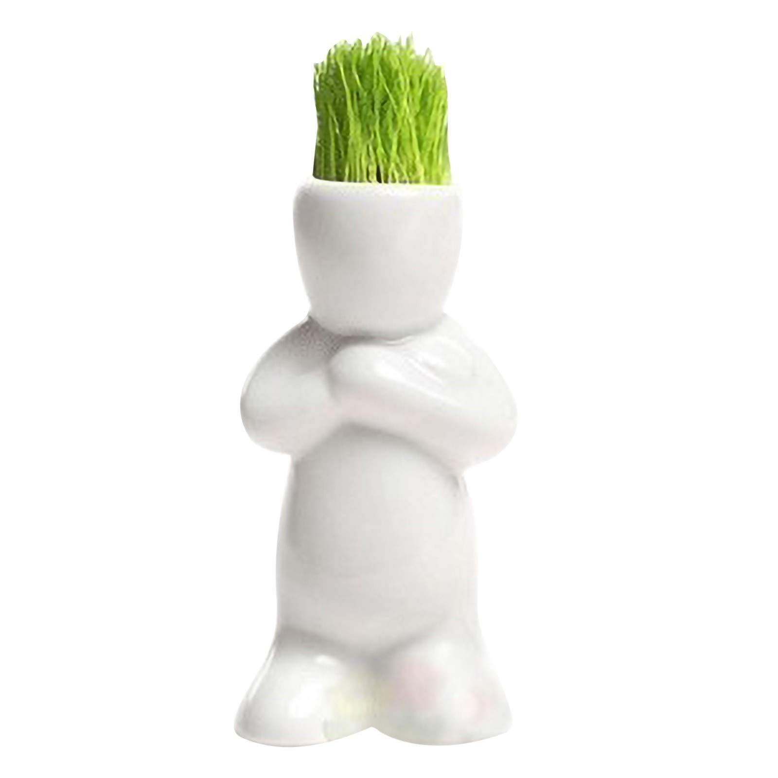 Yowein Ceramic Succulent Pot - Creative Human Shaped Mini Flower Planter for Cactus, Small Plants - White Desktop Decoration for Home, Office & Garden - Perfect Gift Idea for Plant Lovers