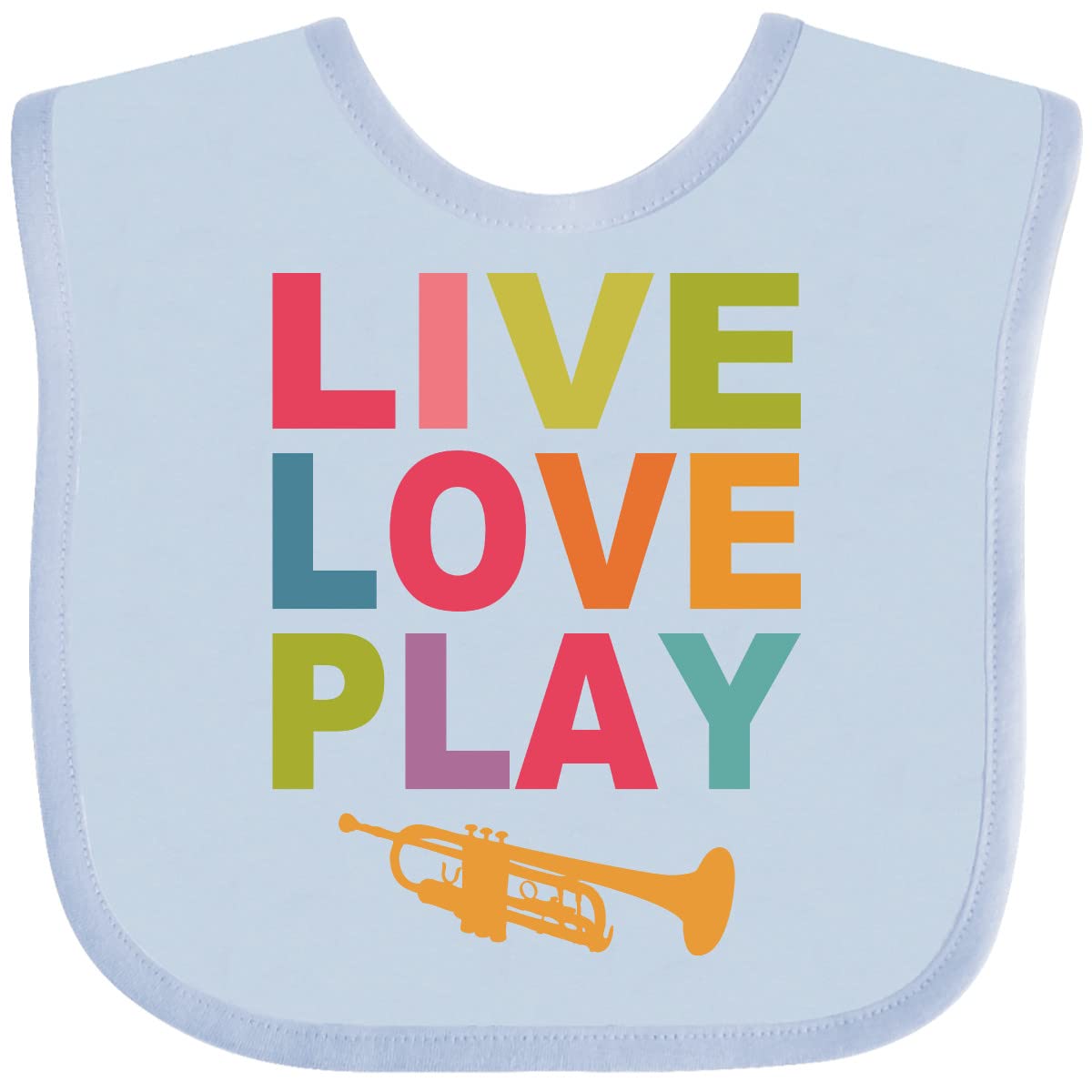 Inktastic Live Love Play the Trumpet Baby Bib - Soft Cotton Drool Bib for Newborns & Infants - Perfect for Feeding, Teething & Photo Shoots