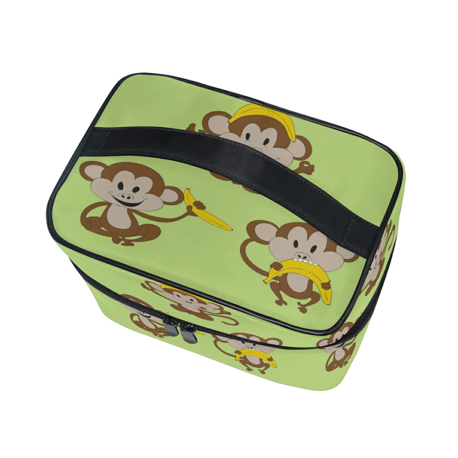Adorable Baby Monkey Banana Print Makeup Bag for Women - Waterproof Cosmetic & Toiletry Travel Organizer - Perfect for Travel, Gym, and Daily Essentials Storage